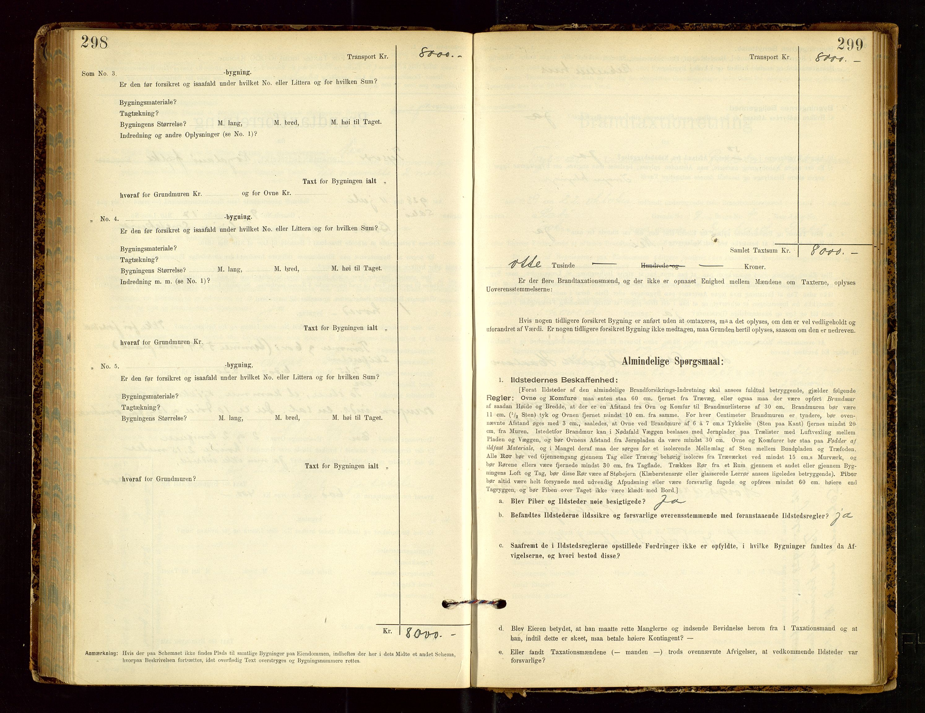 Tysvær lensmannskontor, AV/SAST-A-100192/Gob/L0002: "Brandtakstprotokol for Lensmanden i Tysvær", 1901-1932, p. 298-299