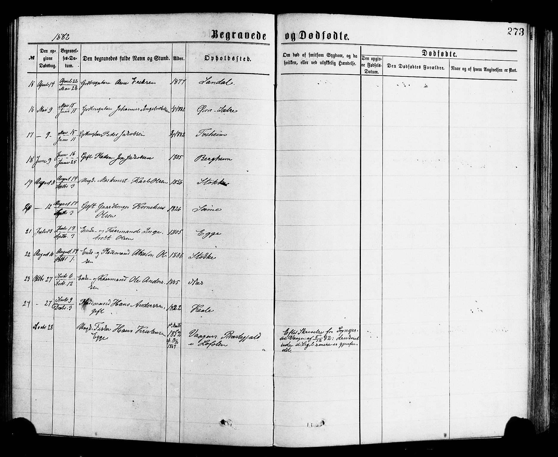 Gloppen sokneprestembete, AV/SAB-A-80101/H/Haa/Haac/L0001: Parish register (official) no. C 1, 1871-1886, p. 273