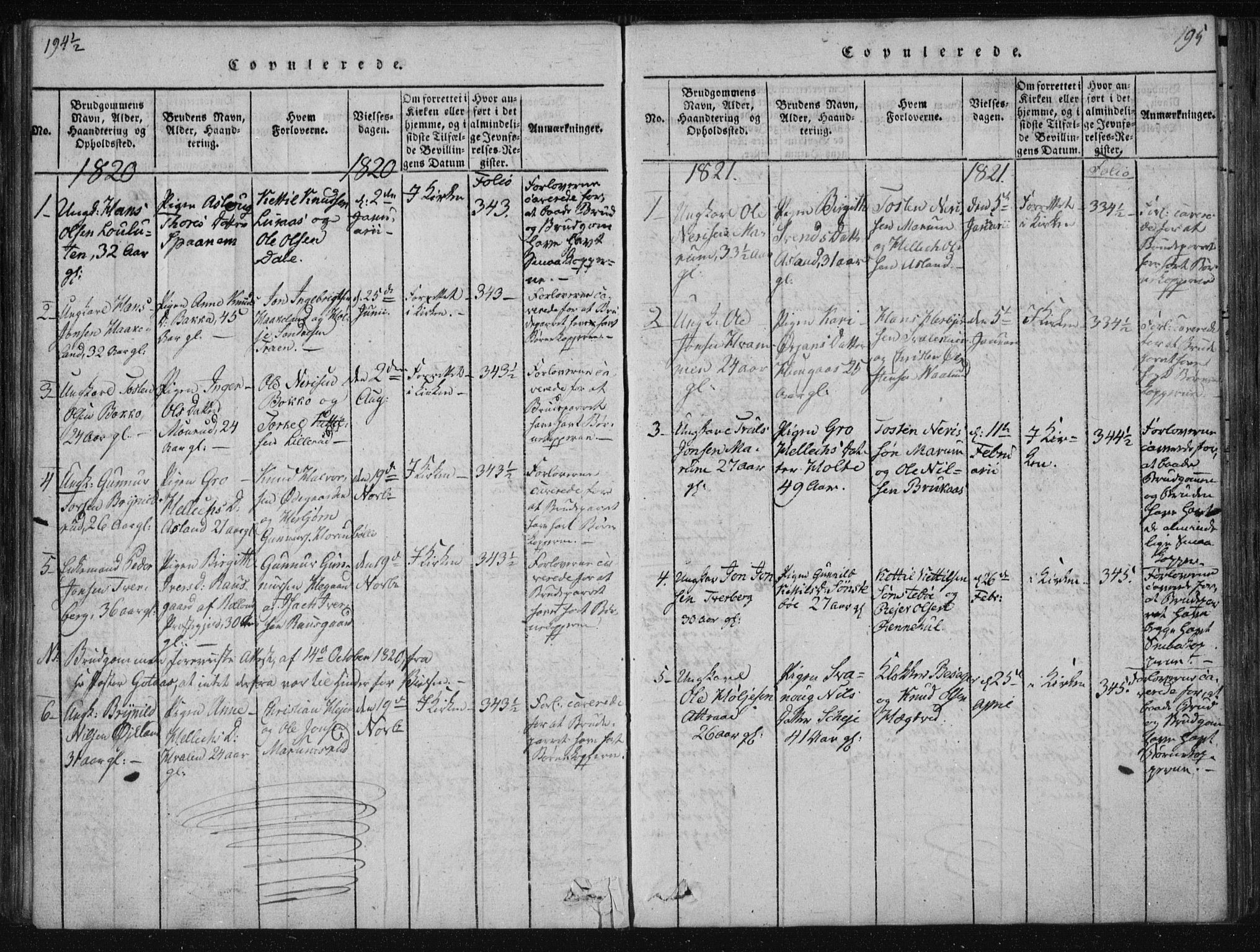 Tinn kirkebøker, SAKO/A-308/F/Fa/L0004: Parish register (official) no. I 4, 1815-1843, p. 194b-195a