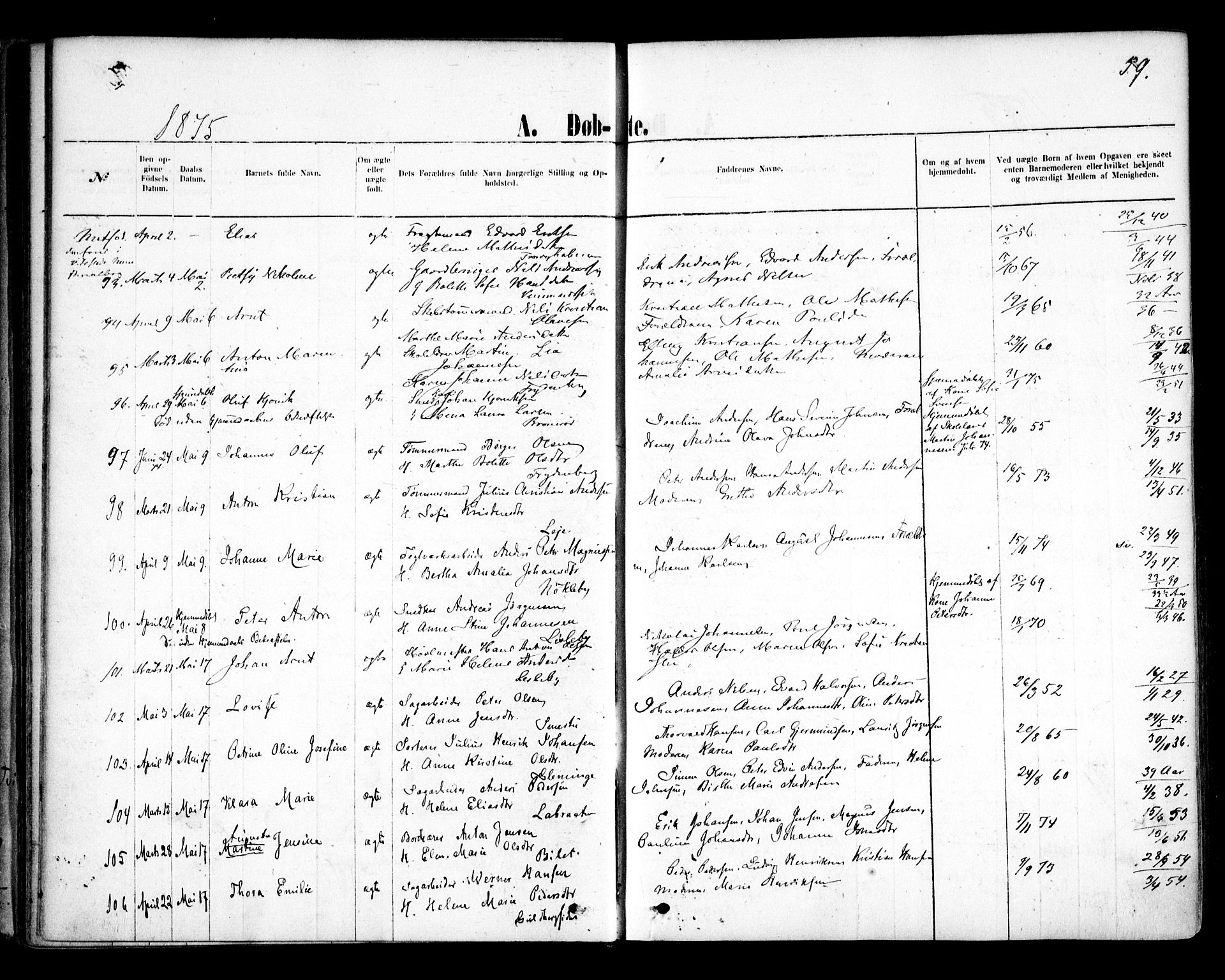 Glemmen prestekontor Kirkebøker, SAO/A-10908/F/Fa/L0009: Parish register (official) no. 9, 1871-1878, p. 59