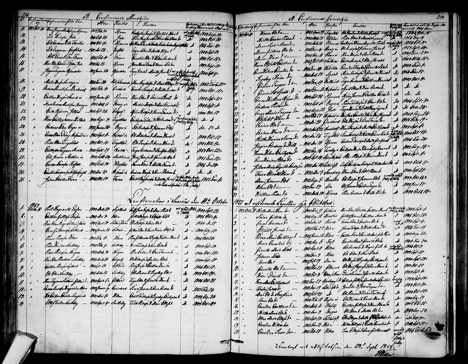 Modum kirkebøker, SAKO/A-234/G/Ga/L0006: Parish register (copy) no. I 6, 1854-1868, p. 216-217