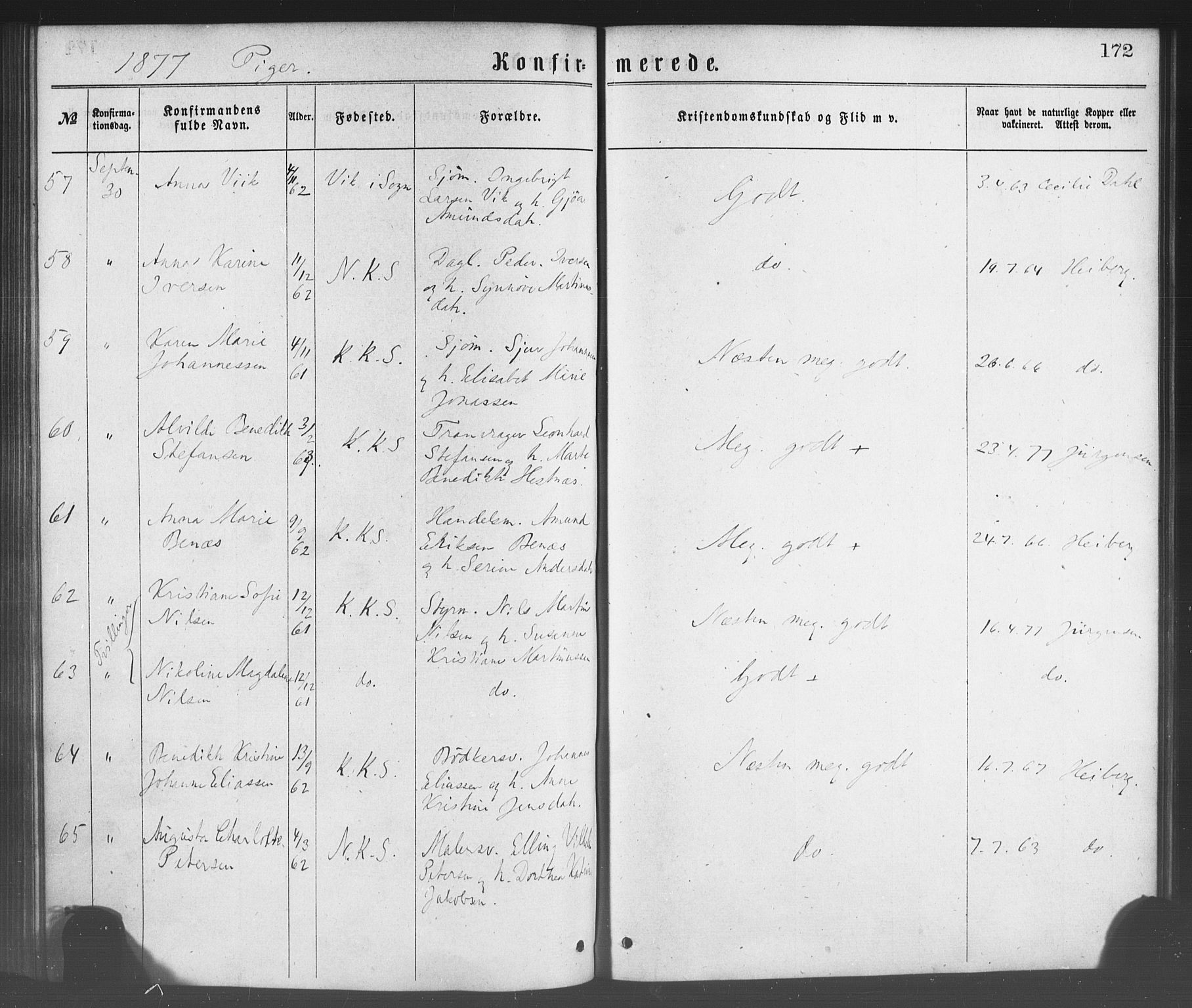 Korskirken sokneprestembete, AV/SAB-A-76101/H/Haa/L0028: Parish register (official) no. C 4, 1868-1879, p. 172