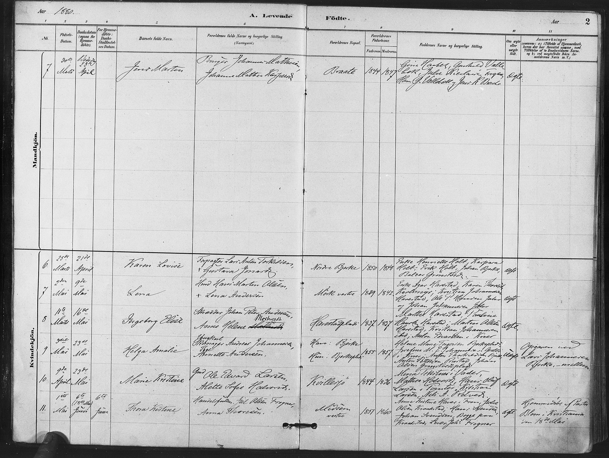 Kråkstad prestekontor Kirkebøker, AV/SAO-A-10125a/F/Fa/L0009: Parish register (official) no. I 9, 1880-1892, p. 2