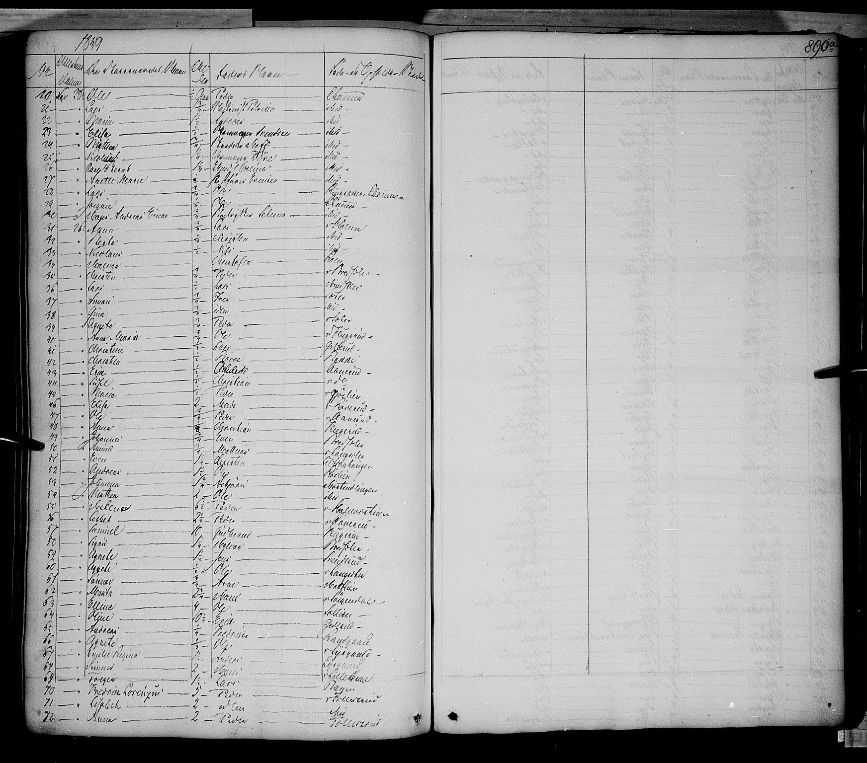 Fåberg prestekontor, SAH/PREST-086/H/Ha/Haa/L0005: Parish register (official) no. 5, 1836-1854, p. 890a