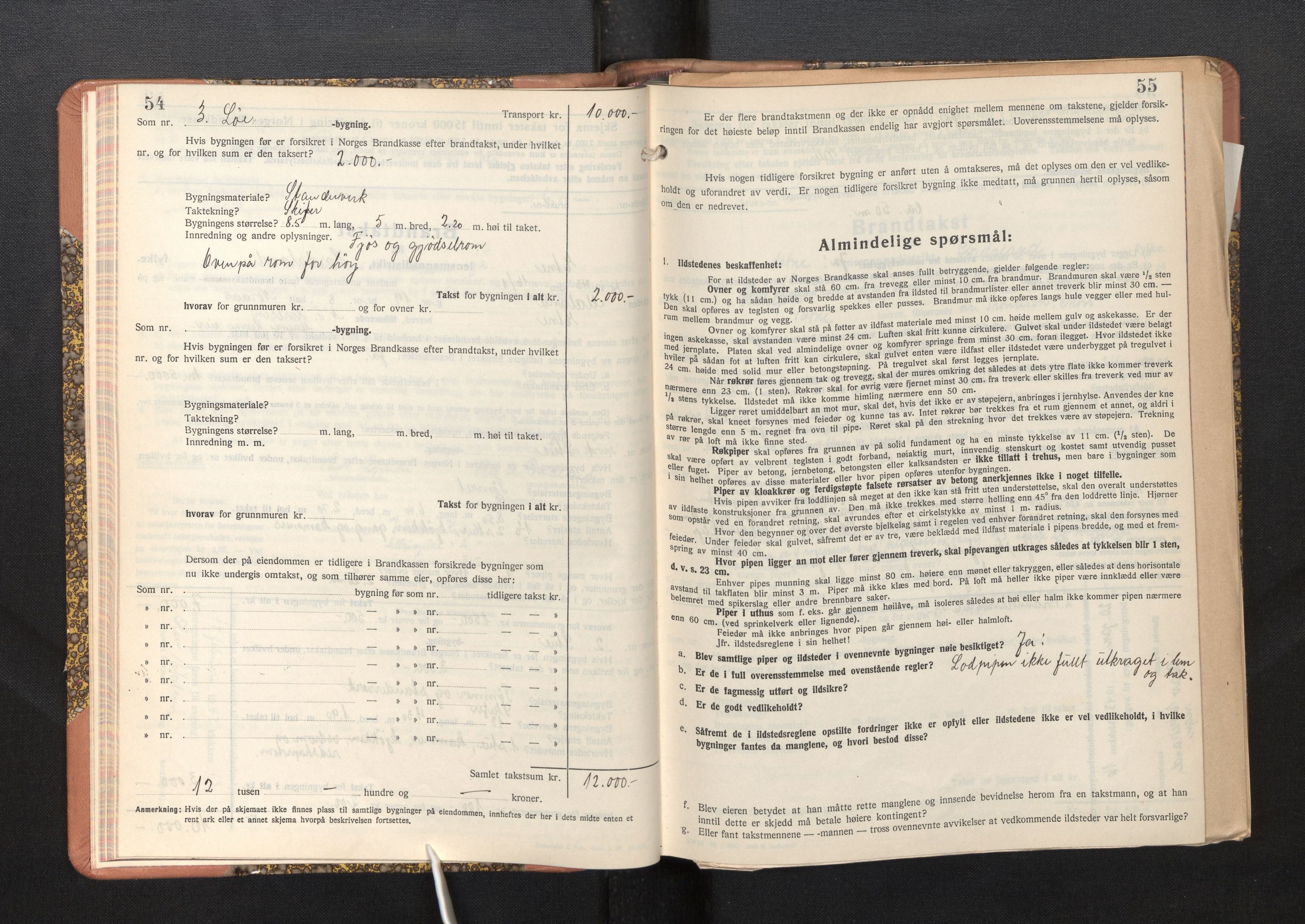 Lensmannen i Etne, AV/SAB-A-31601/0012/L0002: Branntakstprotokoll, skjematakst, 1939-1948, p. 54-55