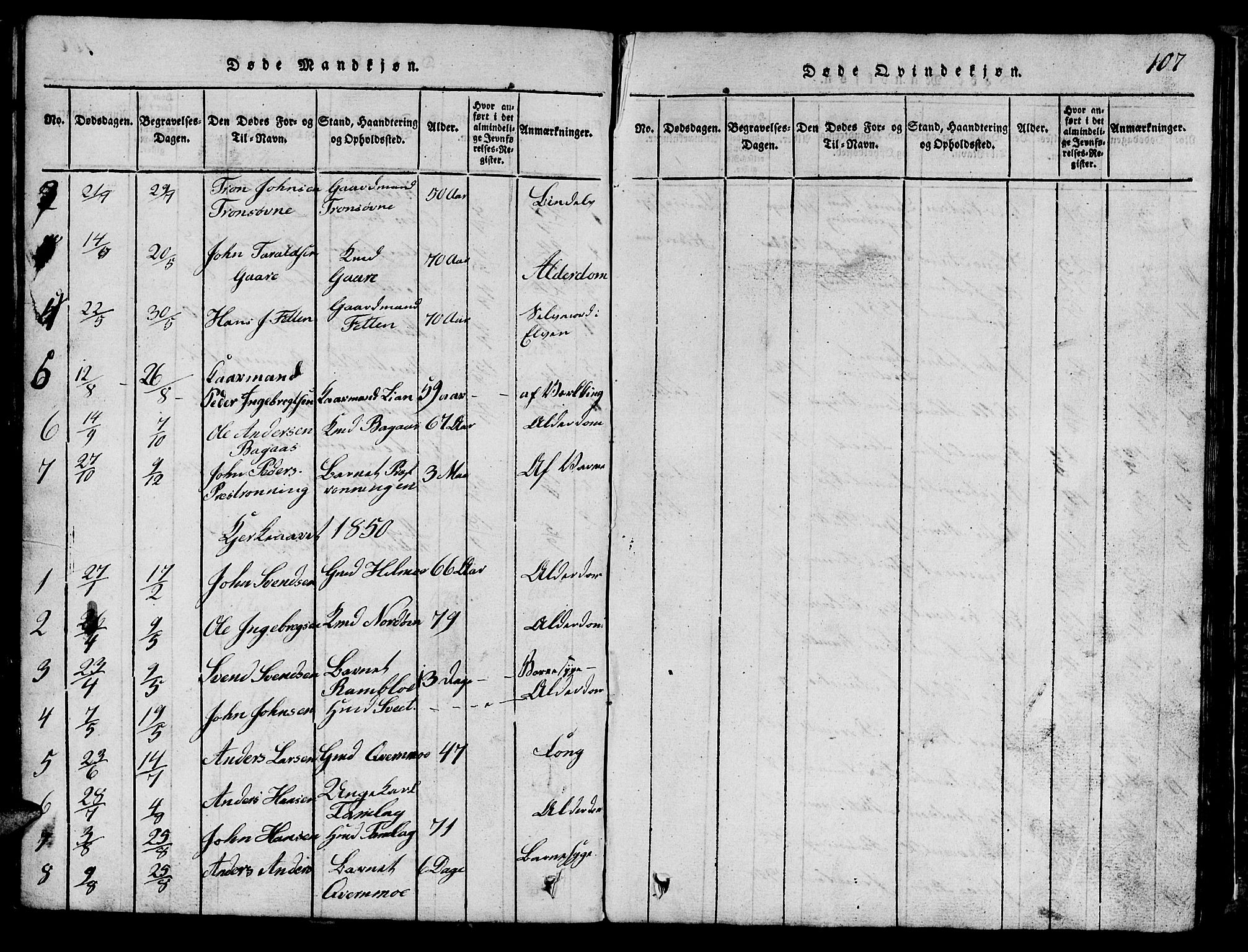 Ministerialprotokoller, klokkerbøker og fødselsregistre - Sør-Trøndelag, SAT/A-1456/685/L0976: Parish register (copy) no. 685C01, 1817-1878, p. 107