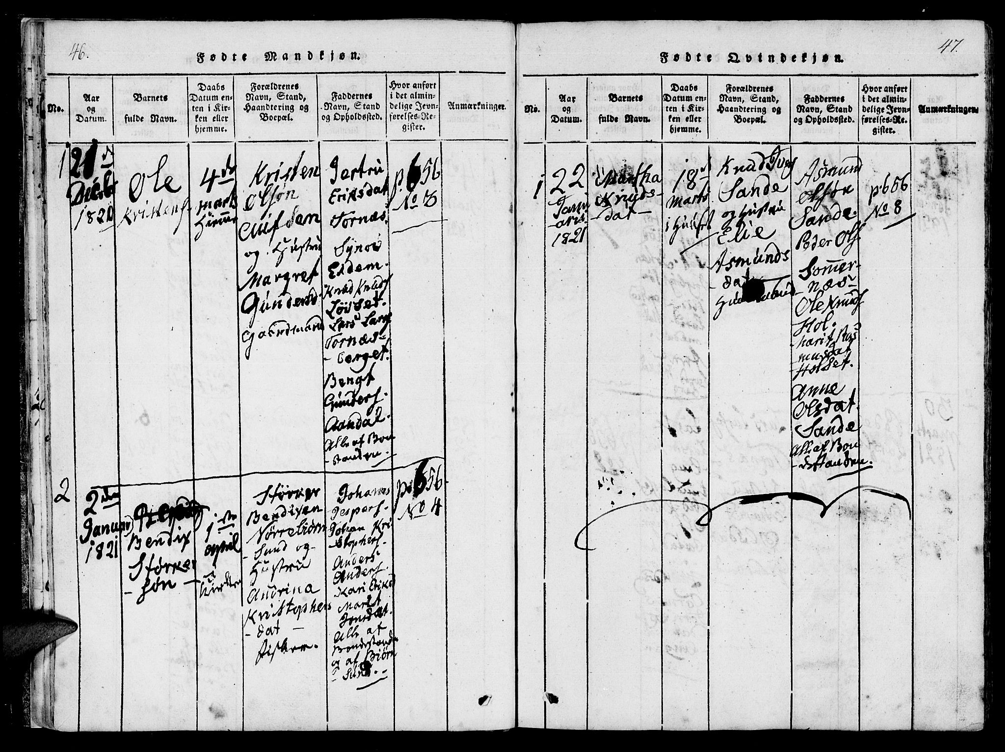 Ministerialprotokoller, klokkerbøker og fødselsregistre - Møre og Romsdal, AV/SAT-A-1454/565/L0747: Parish register (official) no. 565A01, 1817-1844, p. 46-47