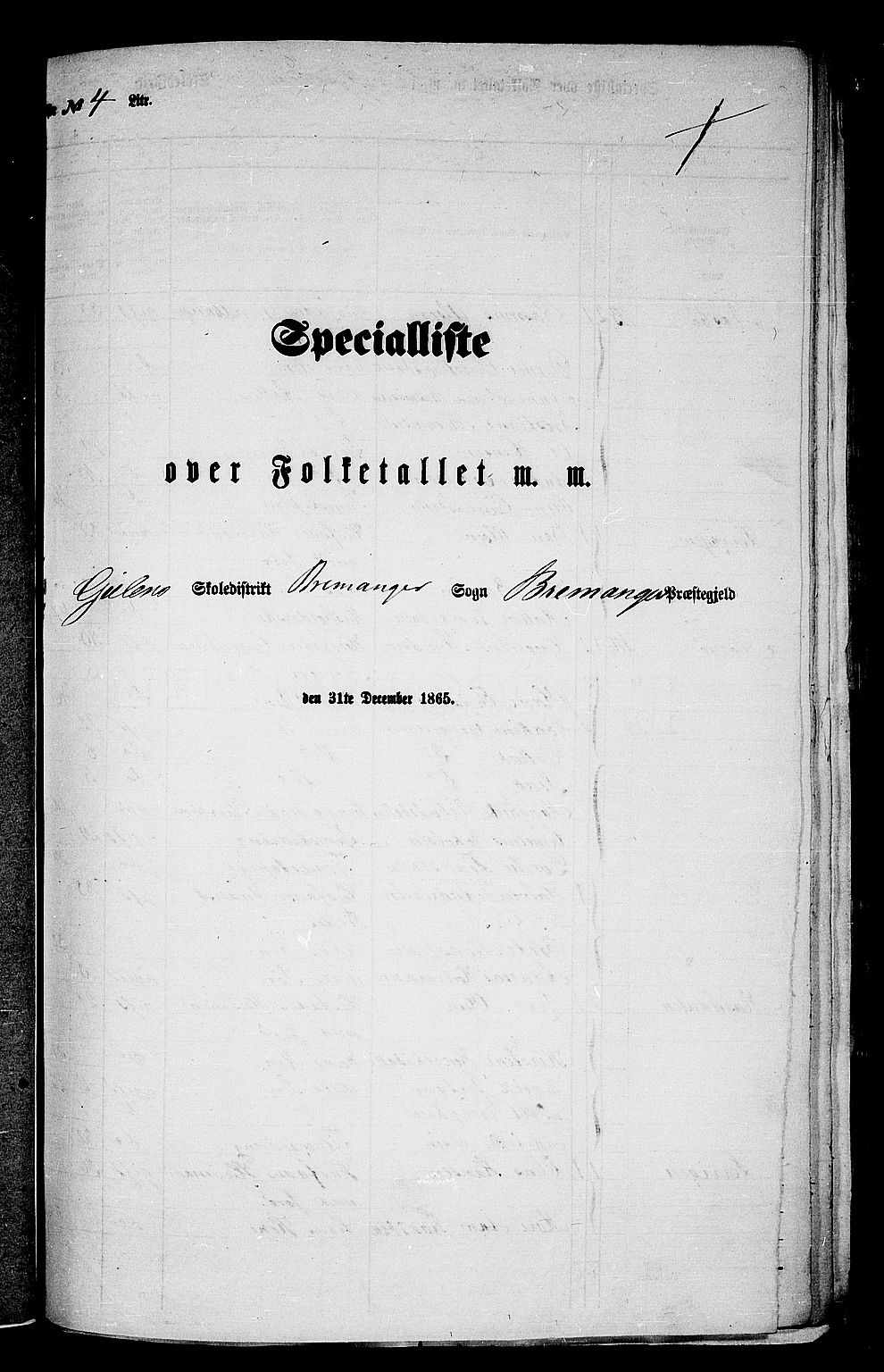 RA, 1865 census for Bremanger, 1865, p. 62