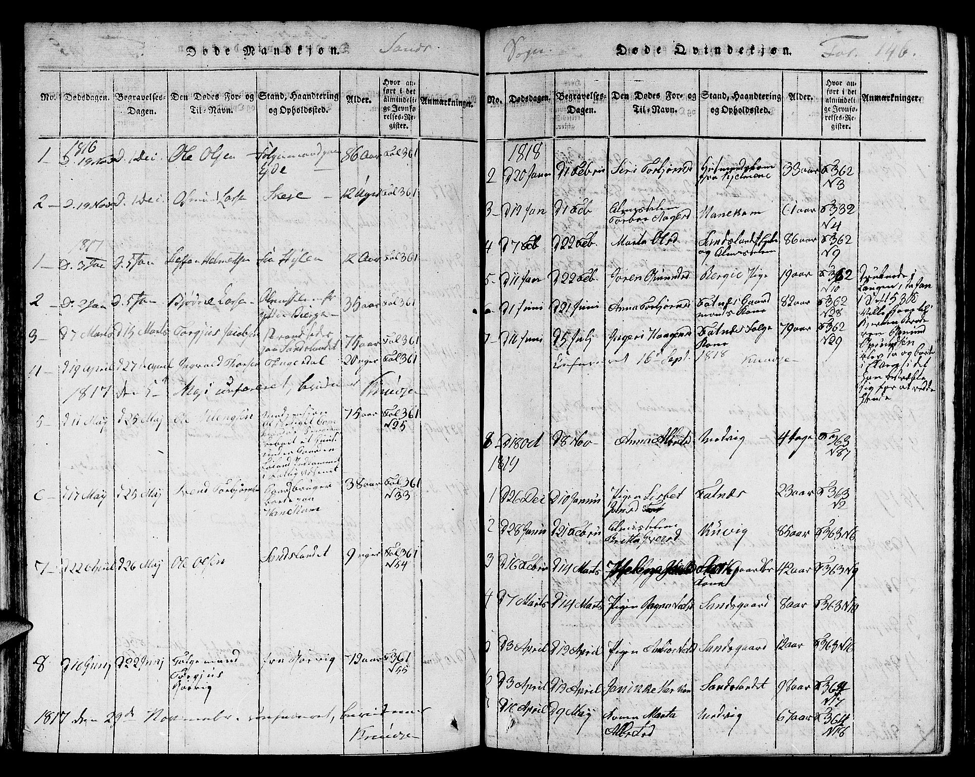 Jelsa sokneprestkontor, SAST/A-101842/01/V: Parish register (copy) no. B 1 /2, 1816-1828, p. 146