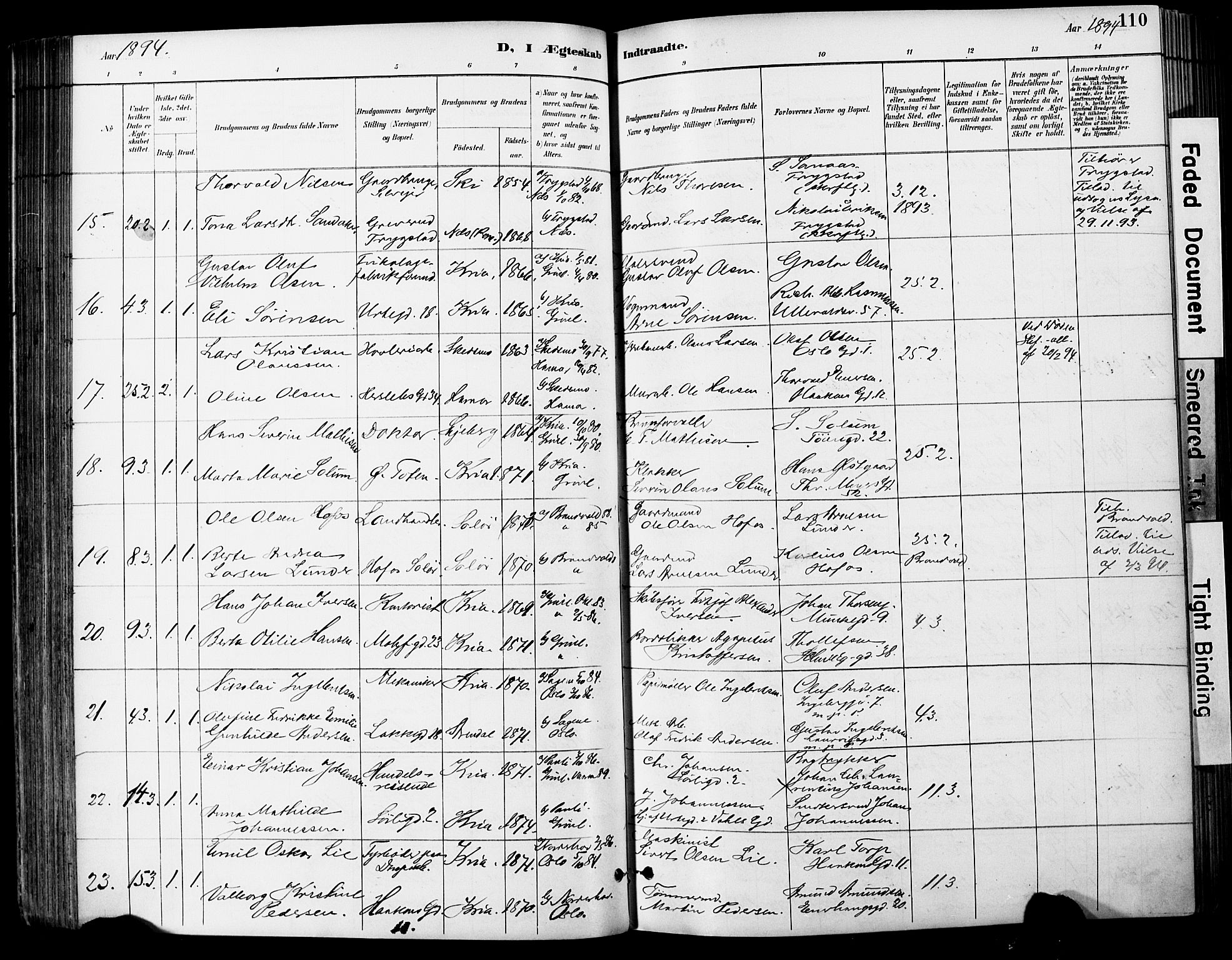 Grønland prestekontor Kirkebøker, AV/SAO-A-10848/F/Fa/L0013: Parish register (official) no. 13, 1887-1906, p. 110