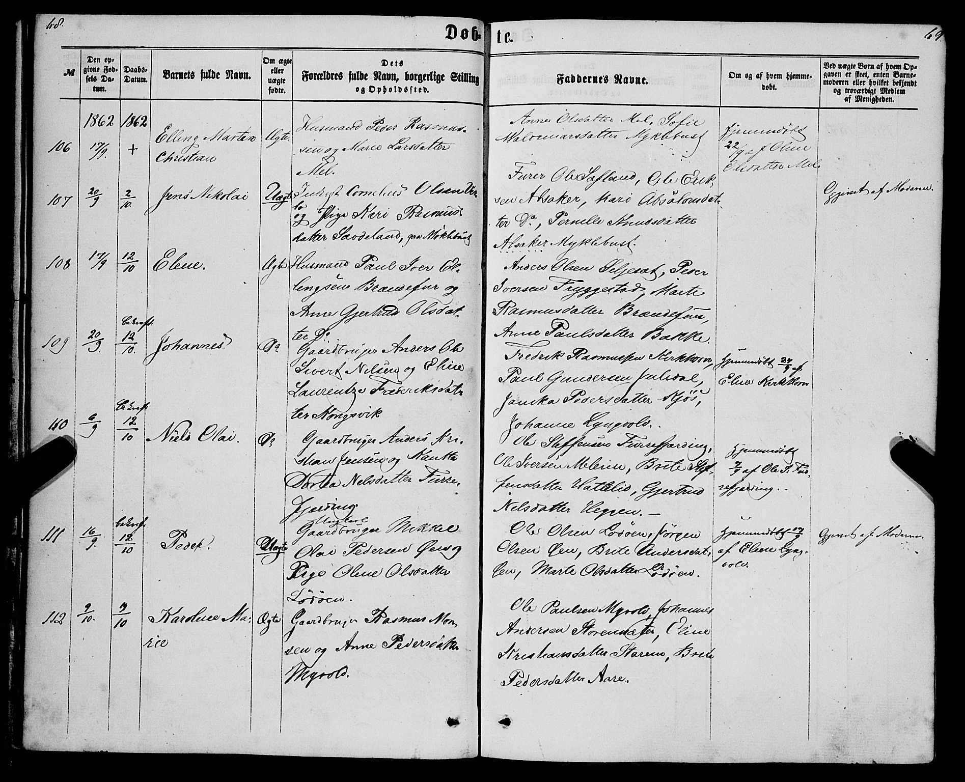 Eid sokneprestembete, AV/SAB-A-82301/H/Haa/Haaa/L0009: Parish register (official) no. A 9, 1861-1868, p. 68-69