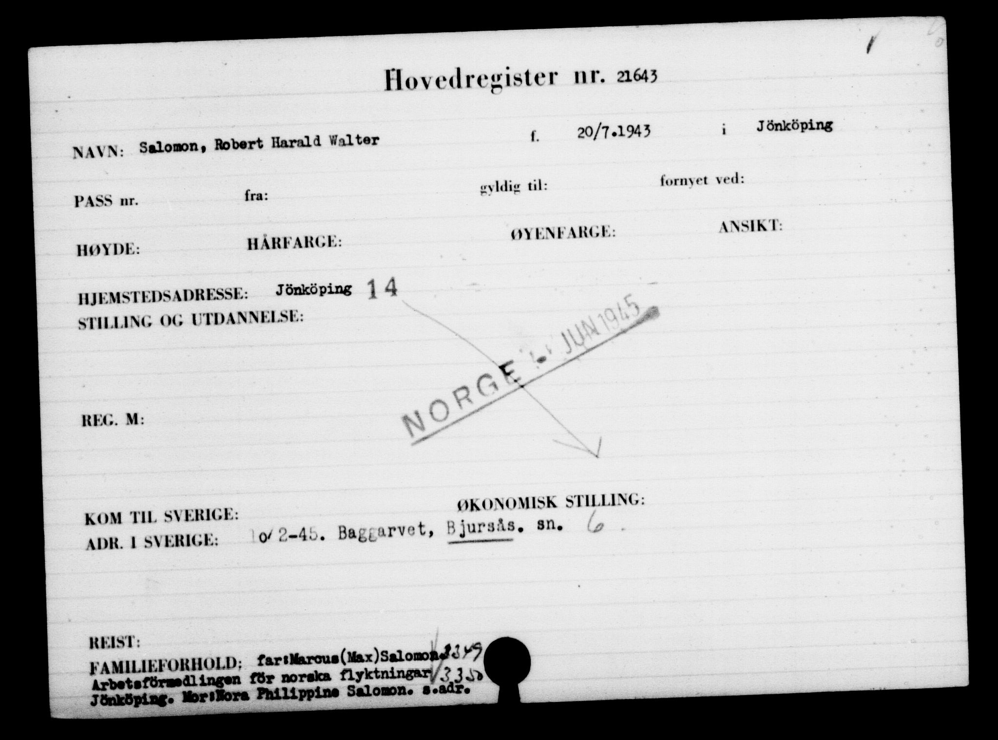 Den Kgl. Norske Legasjons Flyktningskontor, RA/S-6753/V/Va/L0009: Kjesäterkartoteket.  Flyktningenr. 18502-22048, 1940-1945, p. 2668