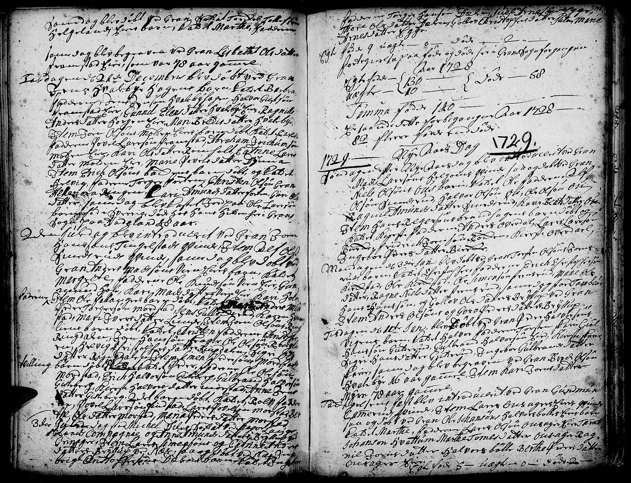 Gran prestekontor, AV/SAH-PREST-112/H/Ha/Haa/L0001: Parish register (official) no. 1, 1707-1731, p. 249