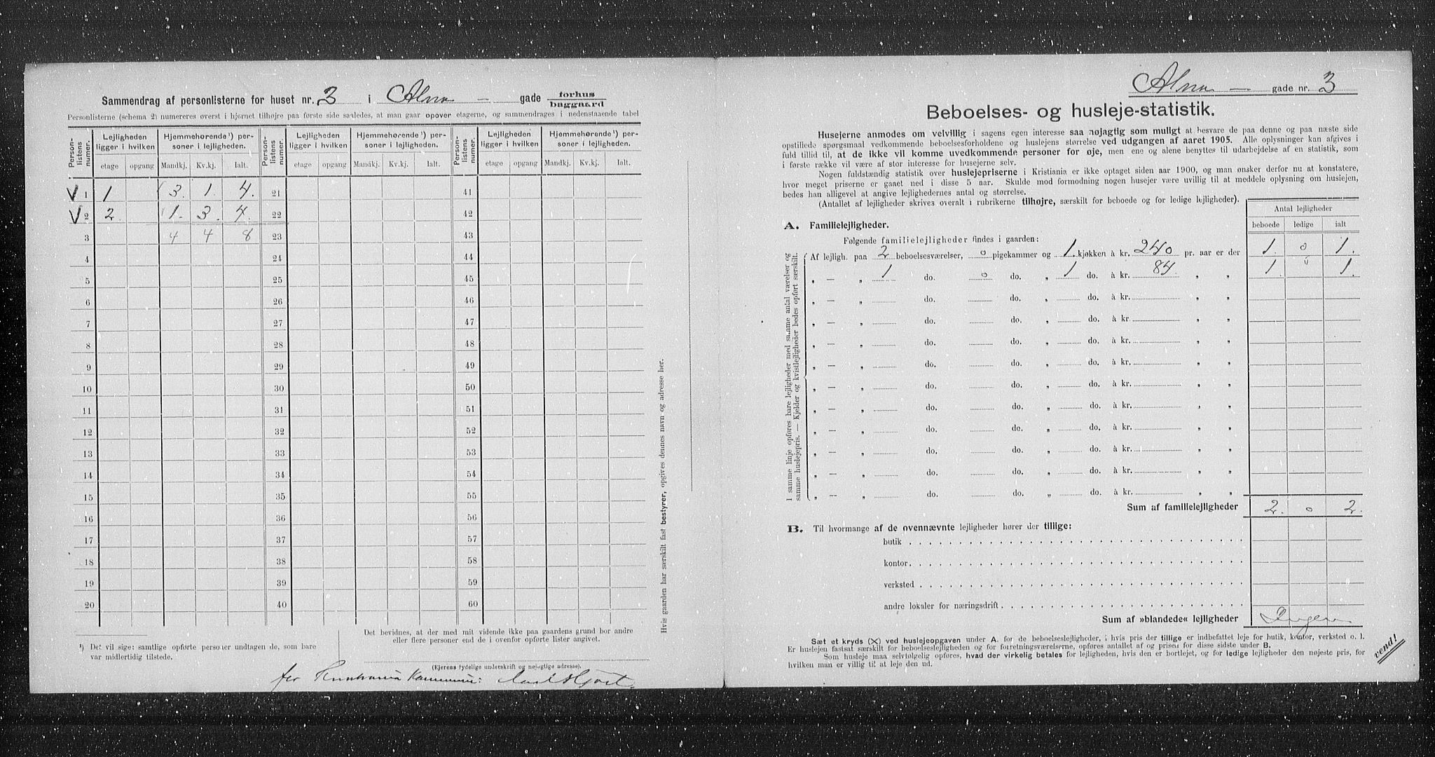 OBA, Municipal Census 1905 for Kristiania, 1905, p. 599