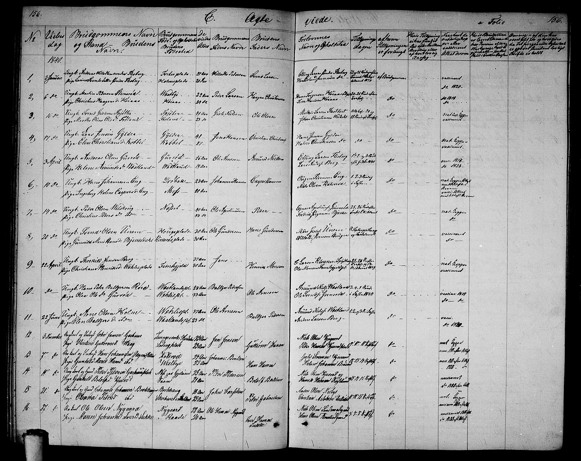 Våler prestekontor Kirkebøker, SAO/A-11083/G/Ga/L0002: Parish register (copy) no. I 2, 1839-1860, p. 156