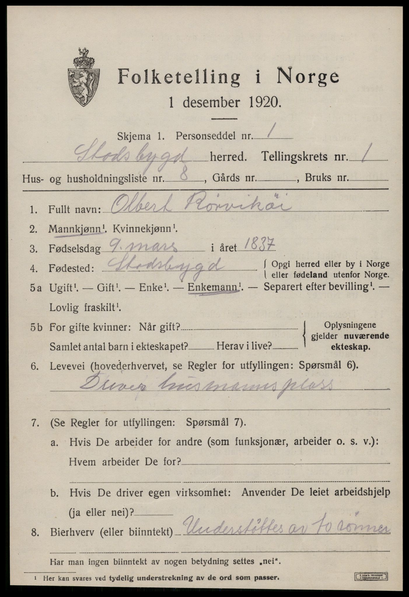 SAT, 1920 census for Stadsbygd, 1920, p. 770