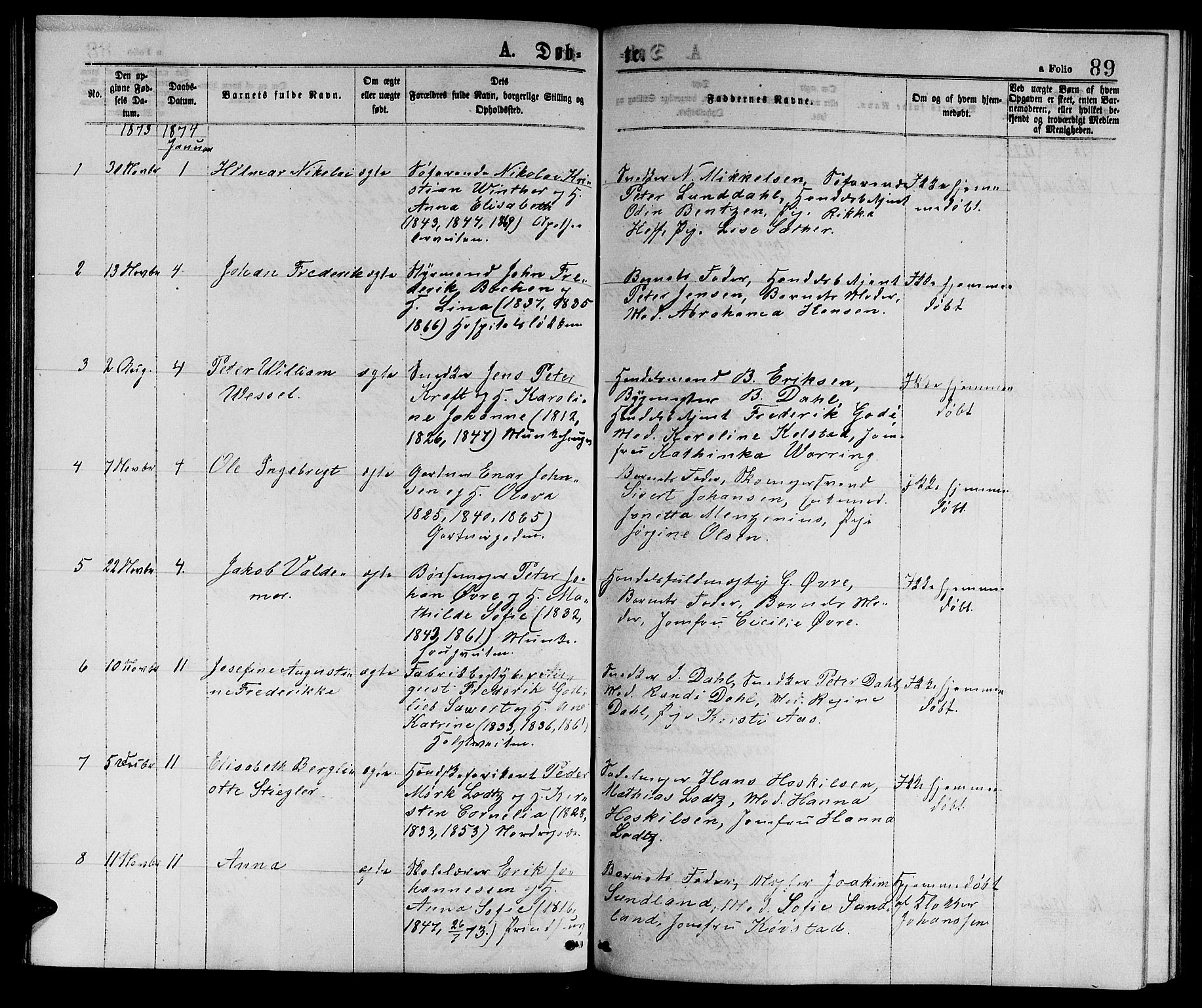 Ministerialprotokoller, klokkerbøker og fødselsregistre - Sør-Trøndelag, SAT/A-1456/601/L0088: Parish register (copy) no. 601C06, 1870-1878, p. 89