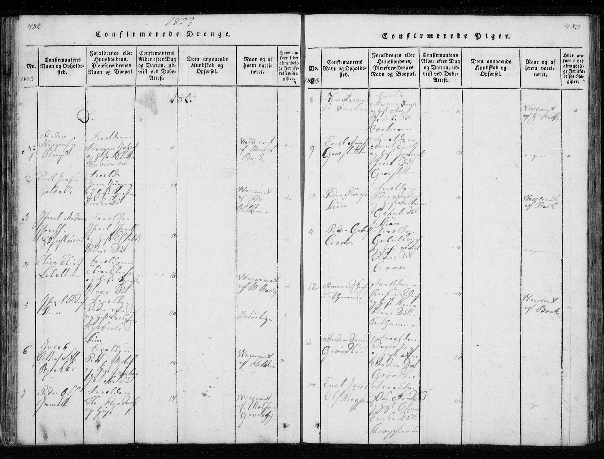 Ministerialprotokoller, klokkerbøker og fødselsregistre - Nordland, AV/SAT-A-1459/827/L0412: Parish register (copy) no. 827C01, 1820-1841, p. 482-483