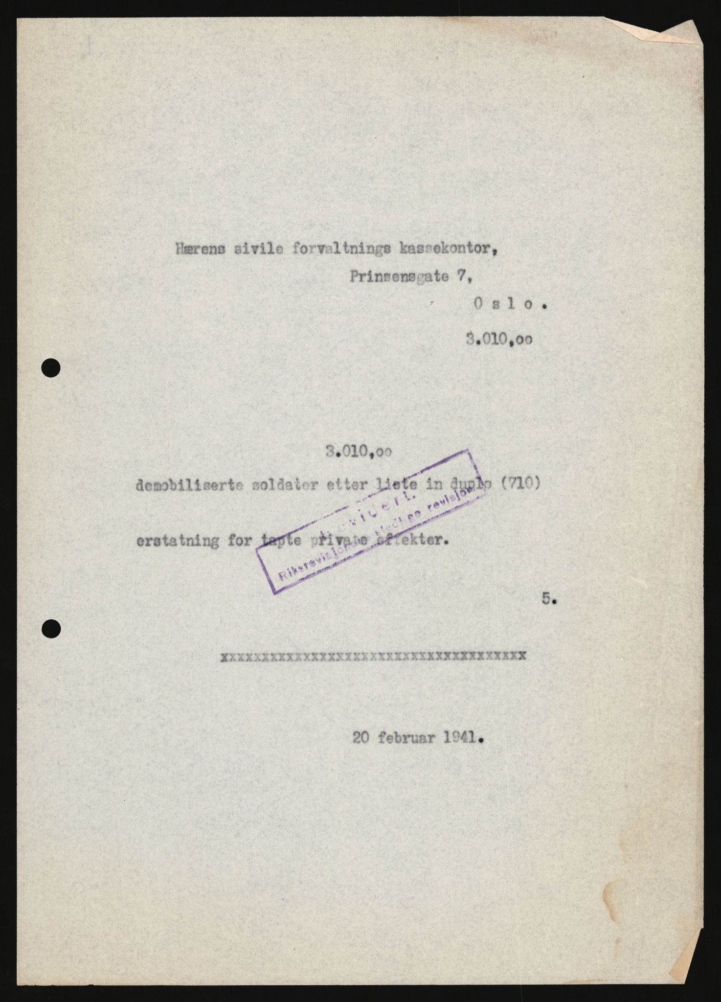 Justisdepartementet, Oppgjørsavdelingen, AV/RA-S-1056/G/Ga/L0005: Anvisningsliste nr. 385-388, 390-410, 662-725, 728-732, 736-740 og 1106-1140 over utbetalte effektsaker, 1940-1942, p. 713