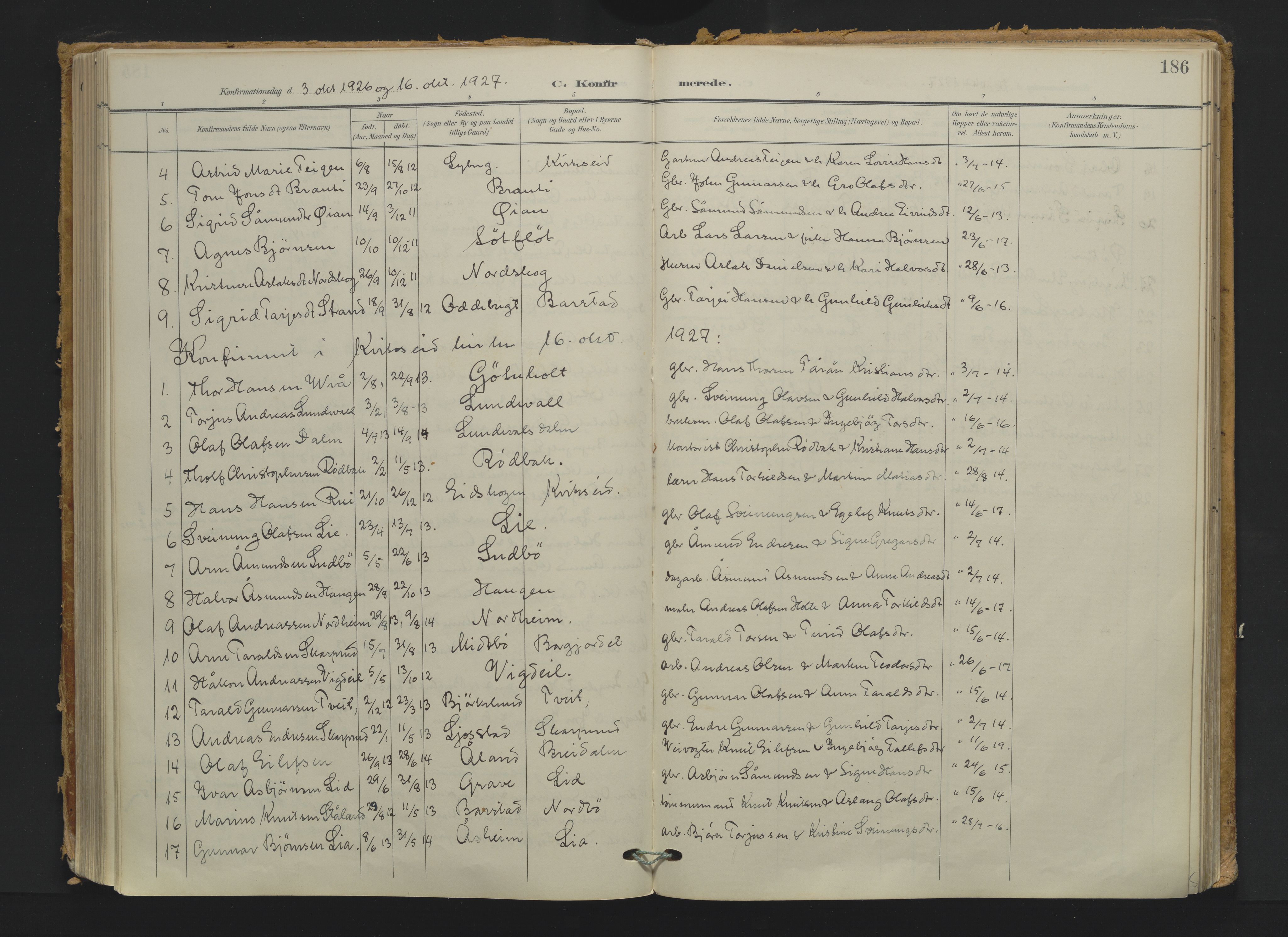 Kviteseid kirkebøker, AV/SAKO-A-276/F/Fa/L0009: Parish register (official) no. I 9, 1903-1934, p. 186