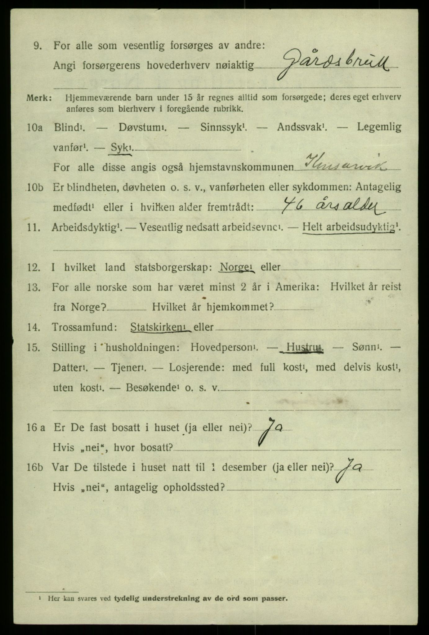 SAB, 1920 census for Kinsarvik, 1920, p. 2387