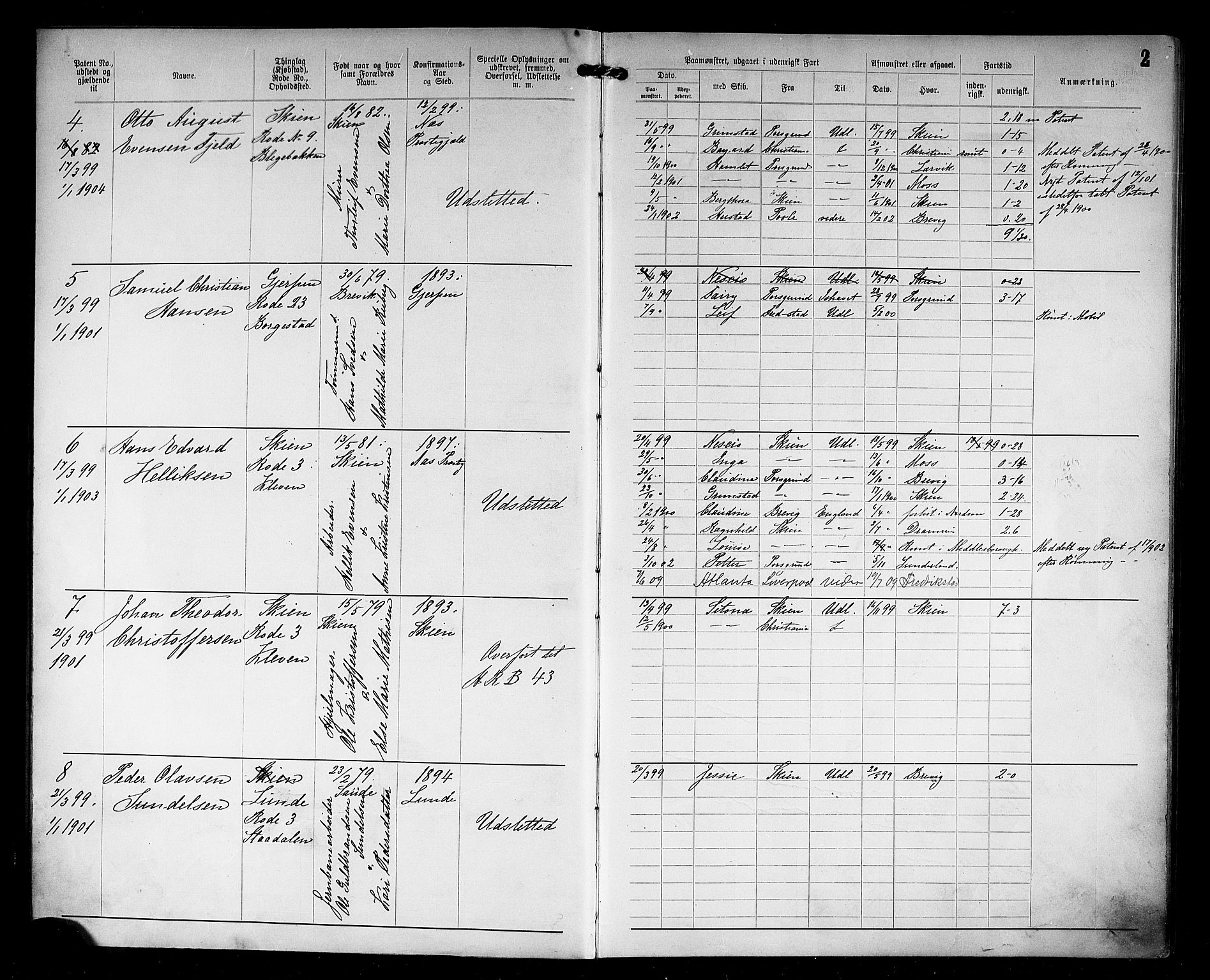 Skien innrulleringskontor, AV/SAKO-A-832/F/Fc/L0005: Annotasjonsrulle, 1899, p. 4
