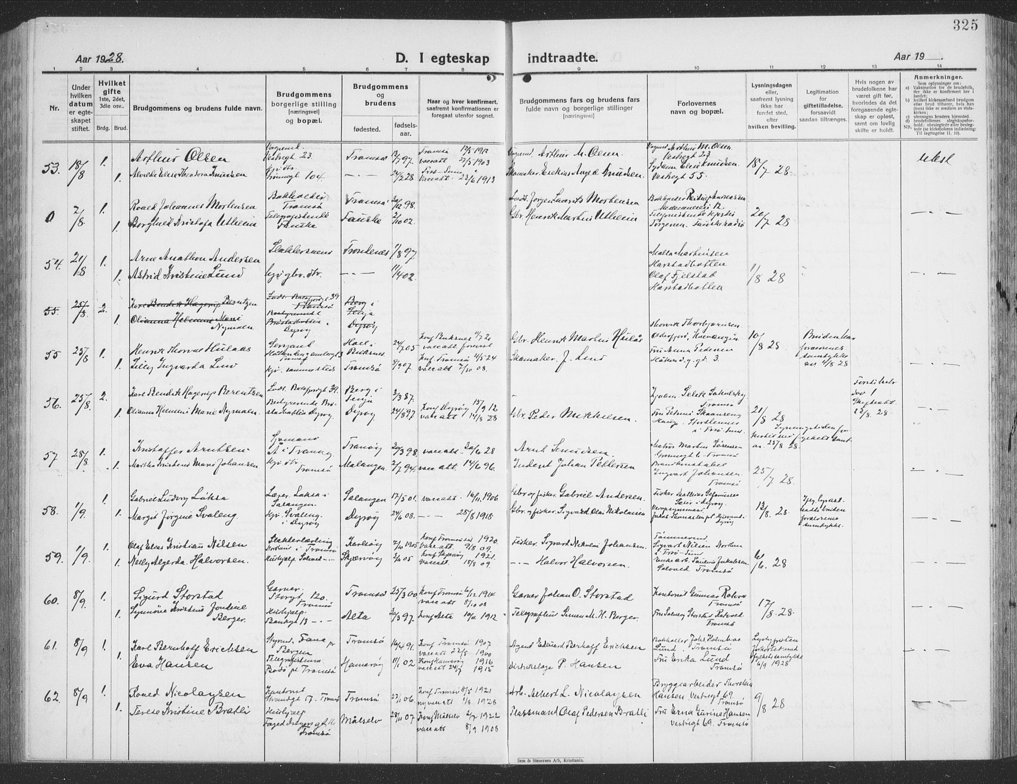 Tromsø sokneprestkontor/stiftsprosti/domprosti, AV/SATØ-S-1343/G/Gb/L0010klokker: Parish register (copy) no. 10, 1925-1937, p. 325