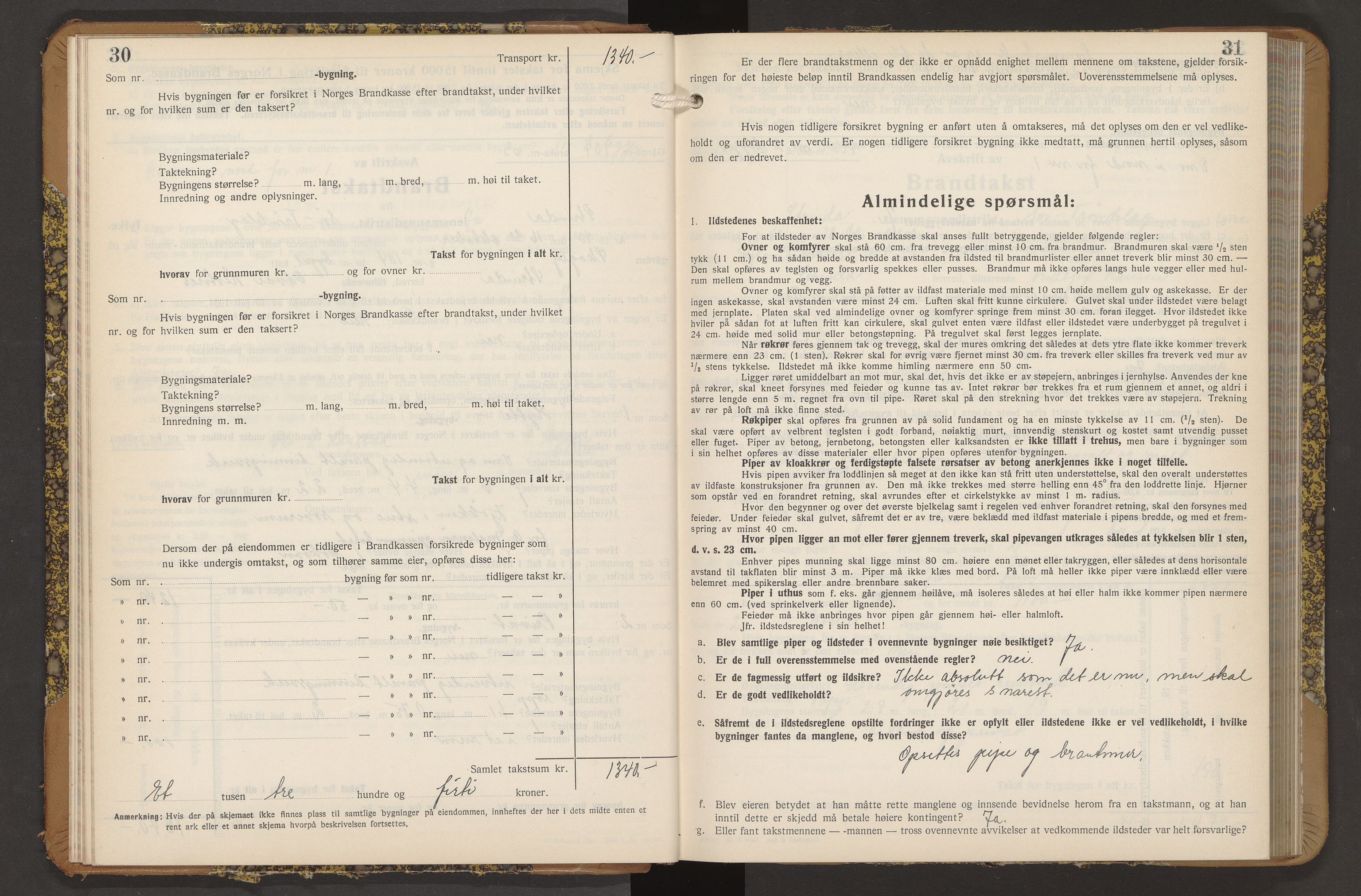 Norges Brannkasse Strinda, AV/SAT-A-5516/Fb/L0009: Branntakstprotokoll, 1940-1946, p. 30-31