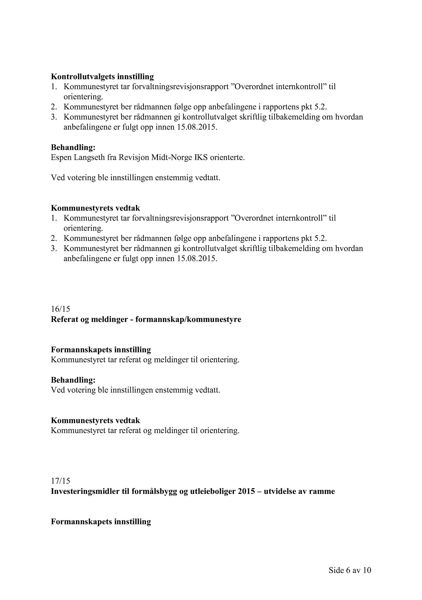 Klæbu Kommune, TRKO/KK/01-KS/L008: Kommunestyret - Møtedokumenter, 2015, p. 570