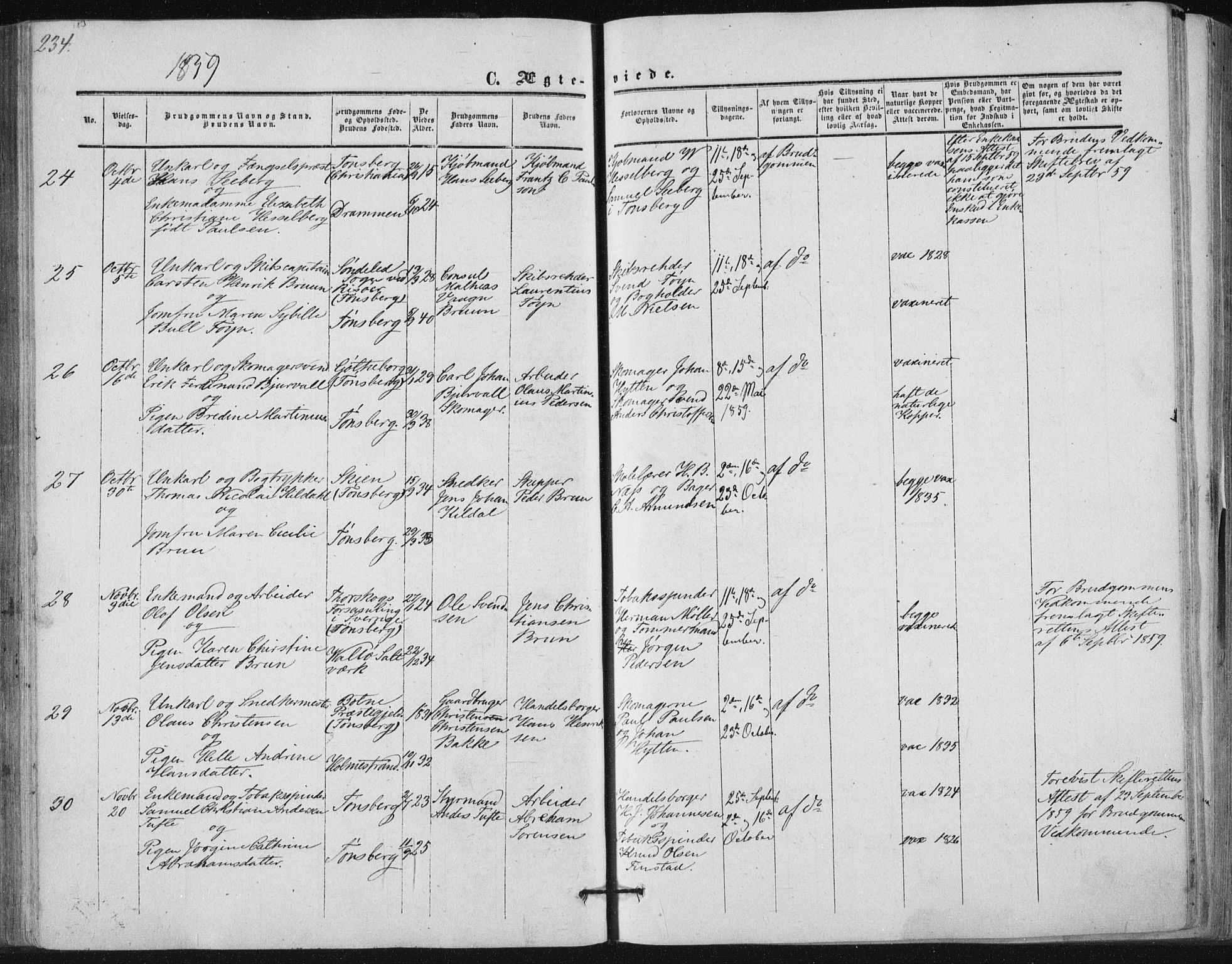 Tønsberg kirkebøker, SAKO/A-330/F/Fa/L0008: Parish register (official) no. I 8, 1855-1864, p. 234
