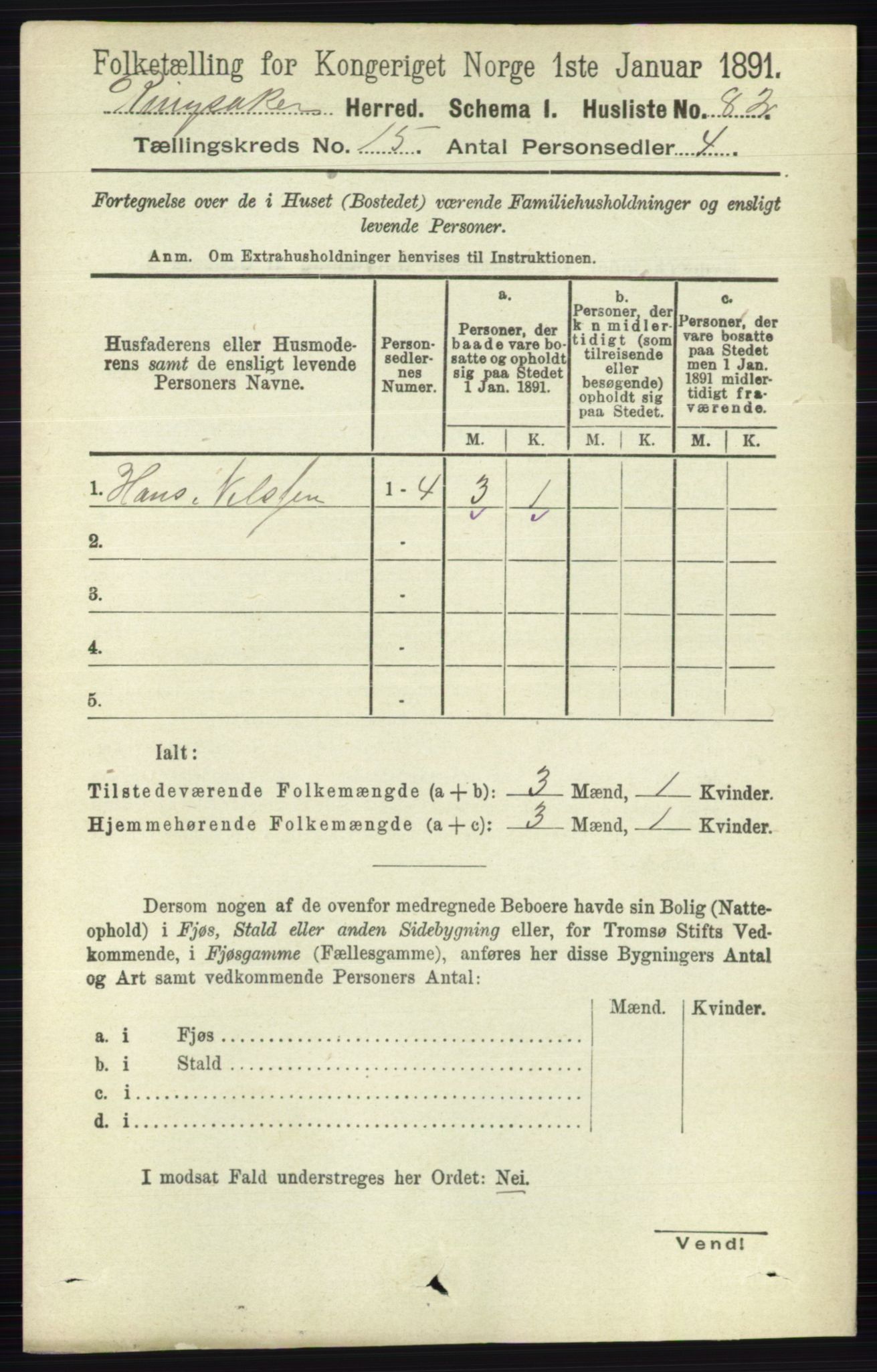 RA, 1891 census for 0412 Ringsaker, 1891, p. 8479