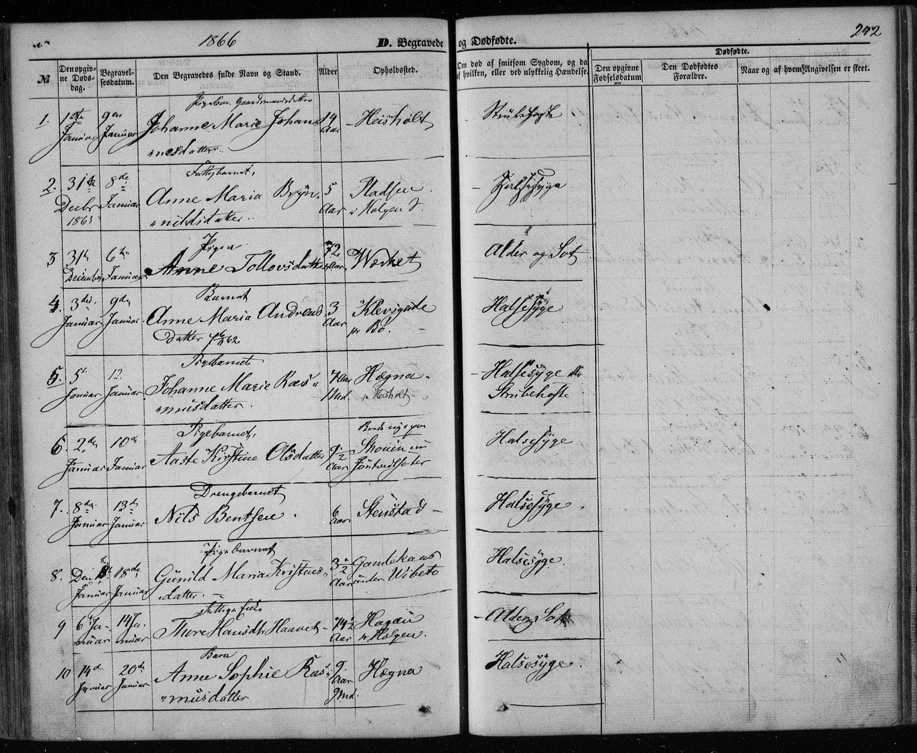 Holla kirkebøker, SAKO/A-272/F/Fa/L0006: Parish register (official) no. 6, 1861-1869, p. 242