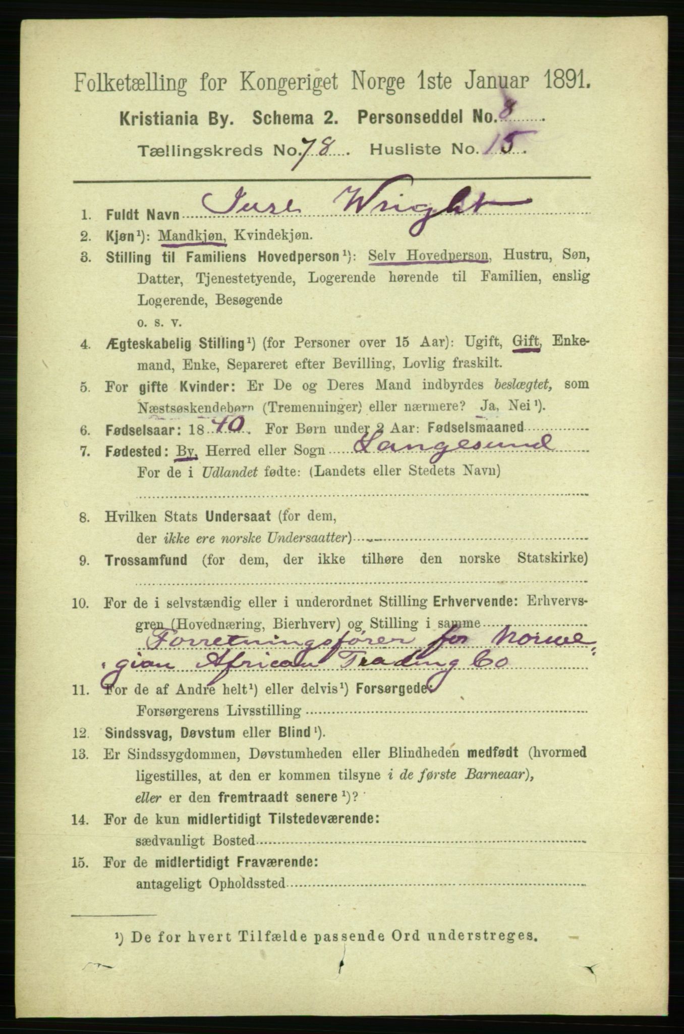 RA, 1891 census for 0301 Kristiania, 1891, p. 41066