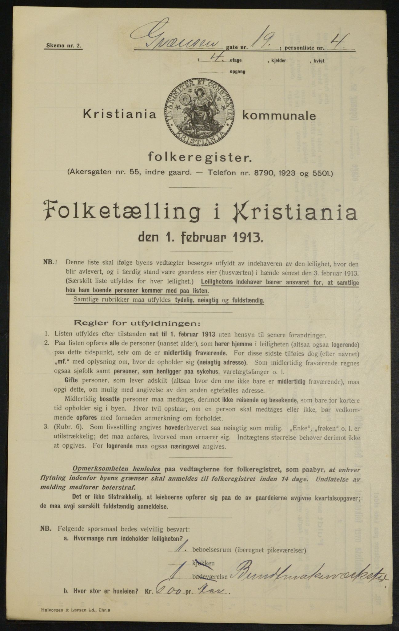 OBA, Municipal Census 1913 for Kristiania, 1913, p. 29954