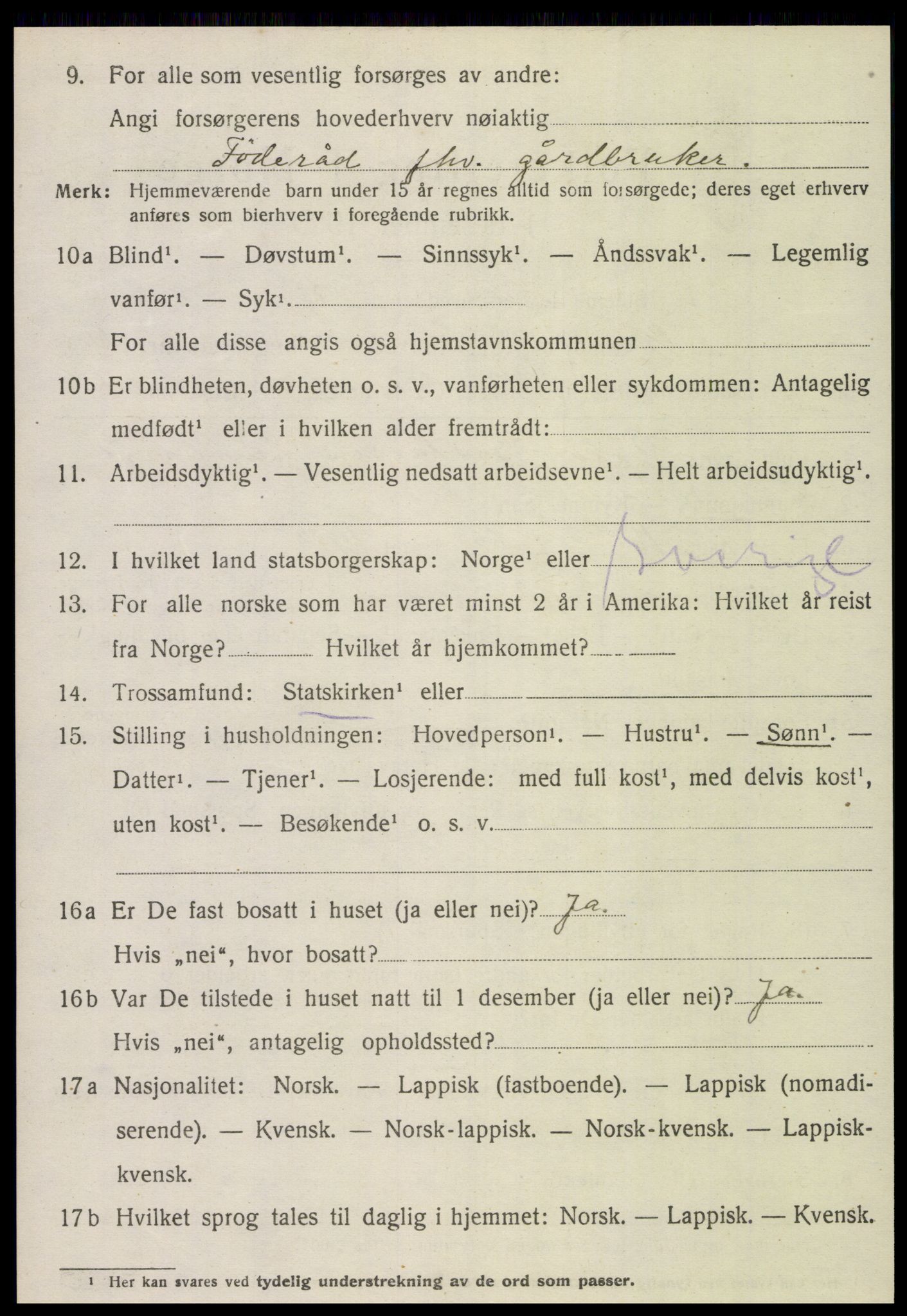 SAT, 1920 census for Grong, 1920, p. 6520