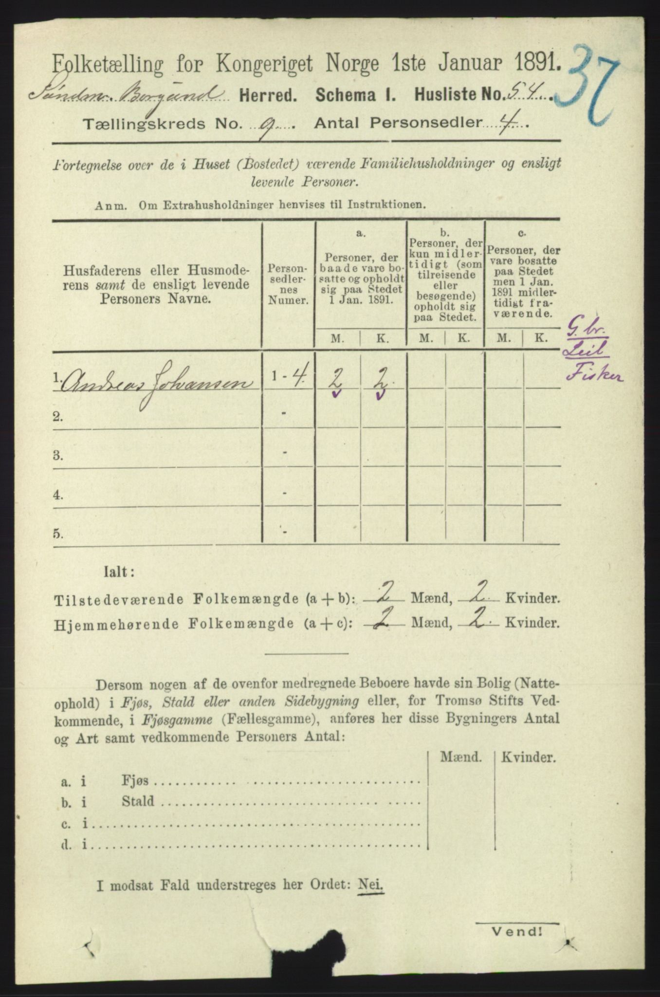 RA, 1891 census for 1531 Borgund, 1891, p. 2268