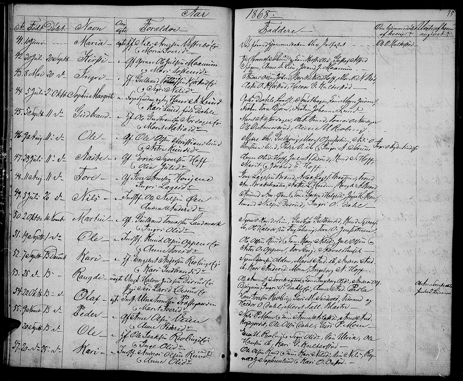 Nord-Aurdal prestekontor, AV/SAH-PREST-132/H/Ha/Hab/L0002: Parish register (copy) no. 2, 1842-1877, p. 95