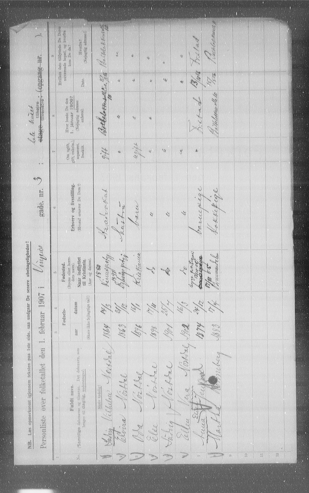 OBA, Municipal Census 1907 for Kristiania, 1907, p. 62930