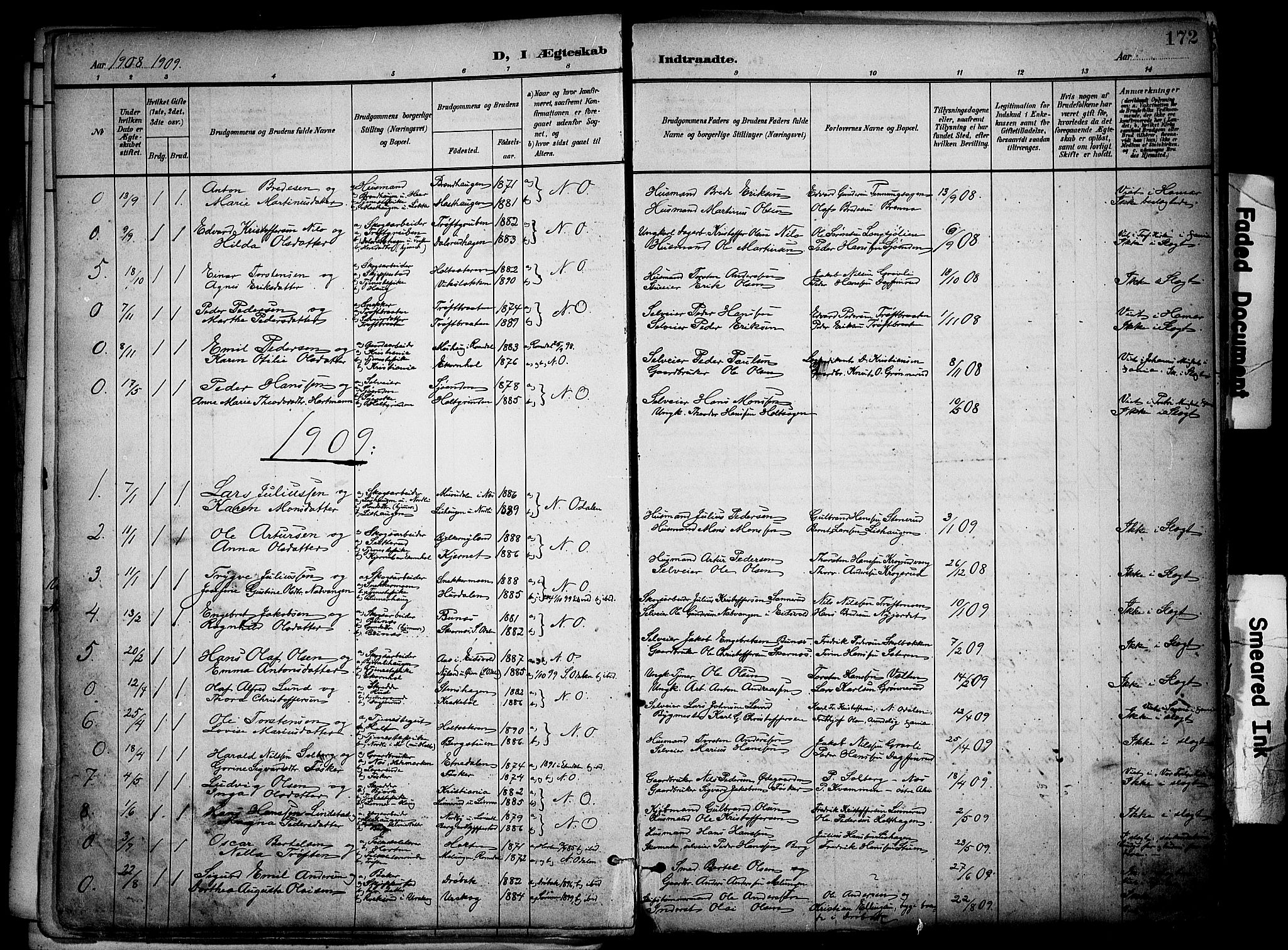 Nord-Odal prestekontor, AV/SAH-PREST-032/H/Ha/Haa/L0007: Parish register (official) no. 7, 1902-1926, p. 172