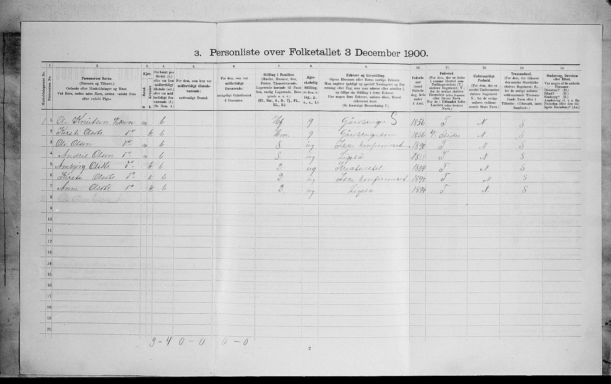 SAH, 1900 census for Vang, 1900, p. 506