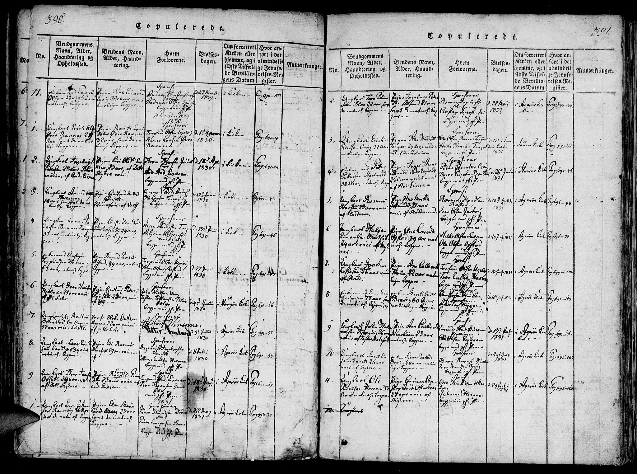 Ministerialprotokoller, klokkerbøker og fødselsregistre - Møre og Romsdal, SAT/A-1454/560/L0718: Parish register (official) no. 560A02, 1817-1844, p. 390-391