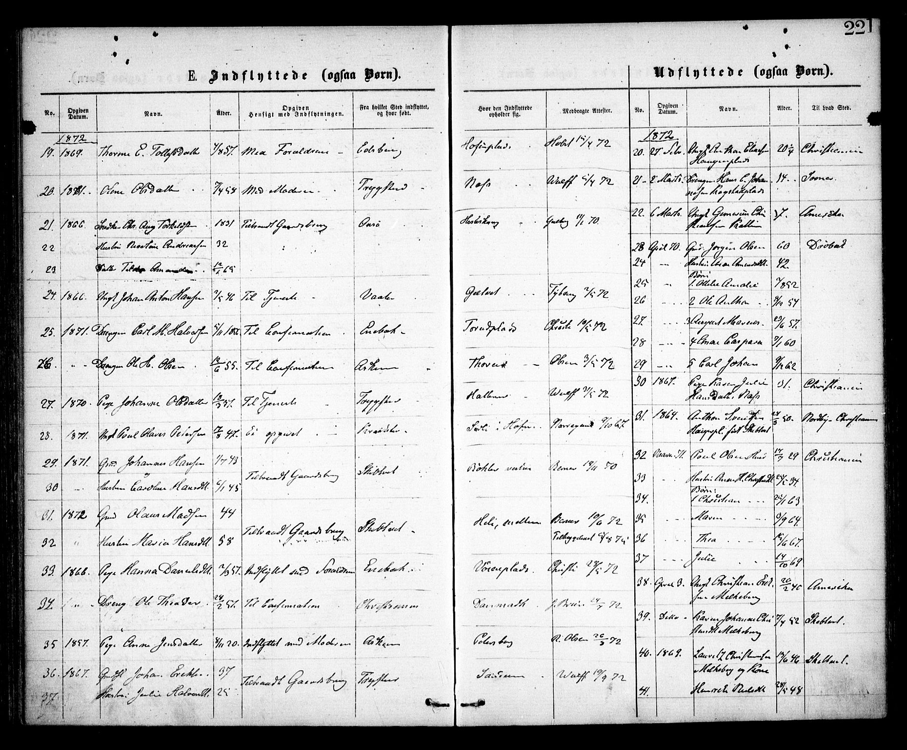 Spydeberg prestekontor Kirkebøker, SAO/A-10924/F/Fa/L0006: Parish register (official) no. I 6, 1863-1874, p. 221
