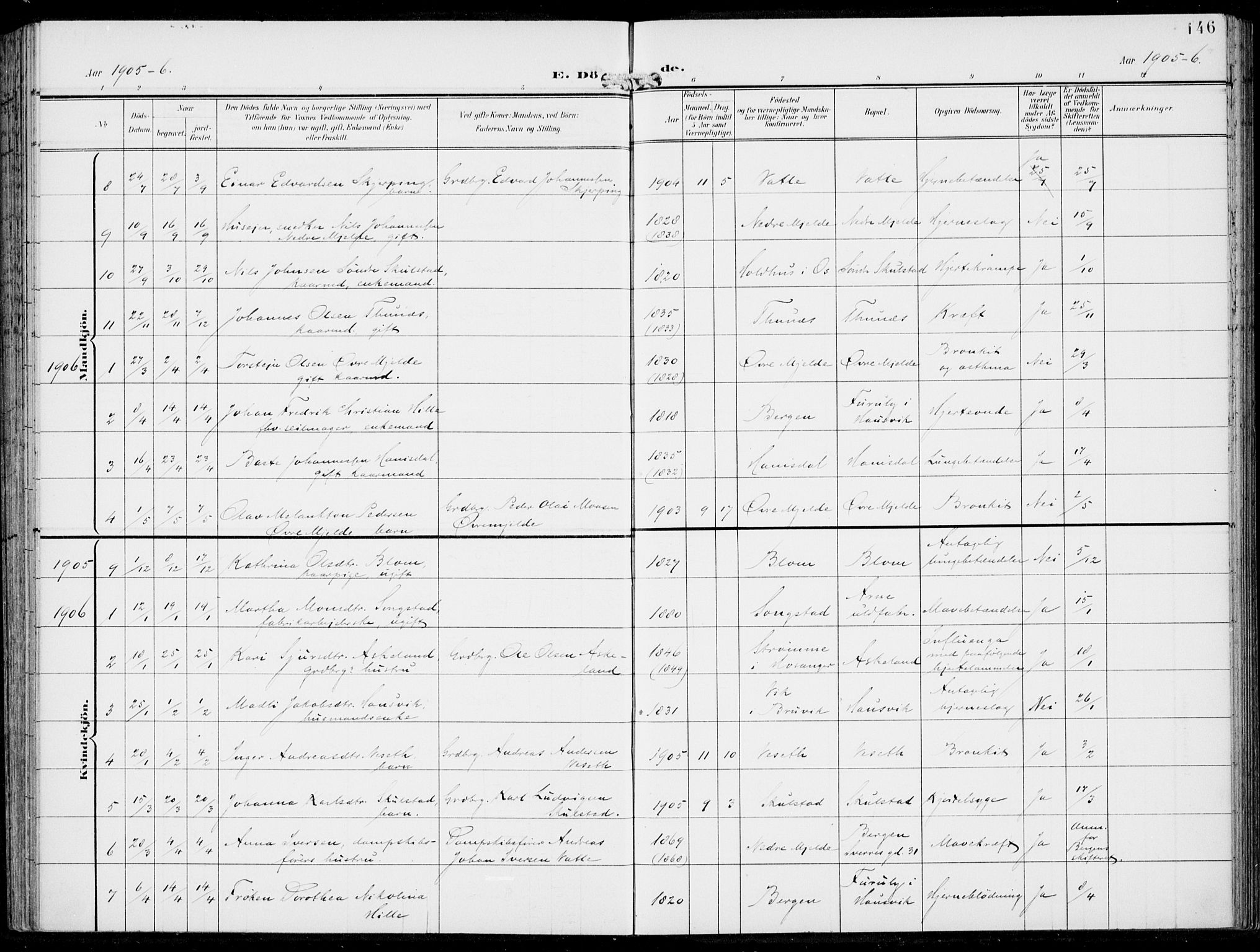 Haus sokneprestembete, SAB/A-75601/H/Haa: Parish register (official) no. B  2, 1899-1912, p. 146