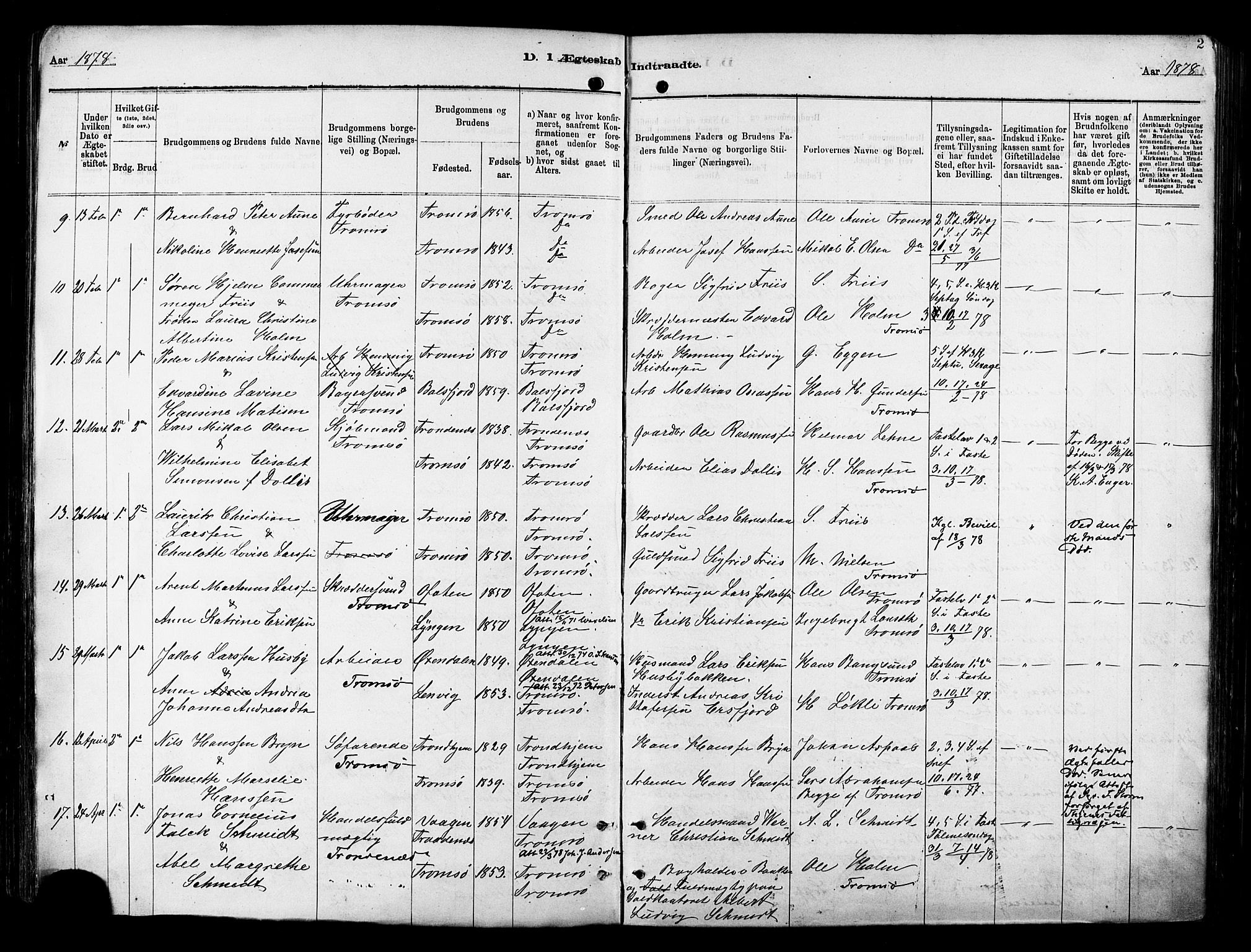 Tromsø sokneprestkontor/stiftsprosti/domprosti, SATØ/S-1343/G/Ga/L0014kirke: Parish register (official) no. 14, 1878-1888, p. 2