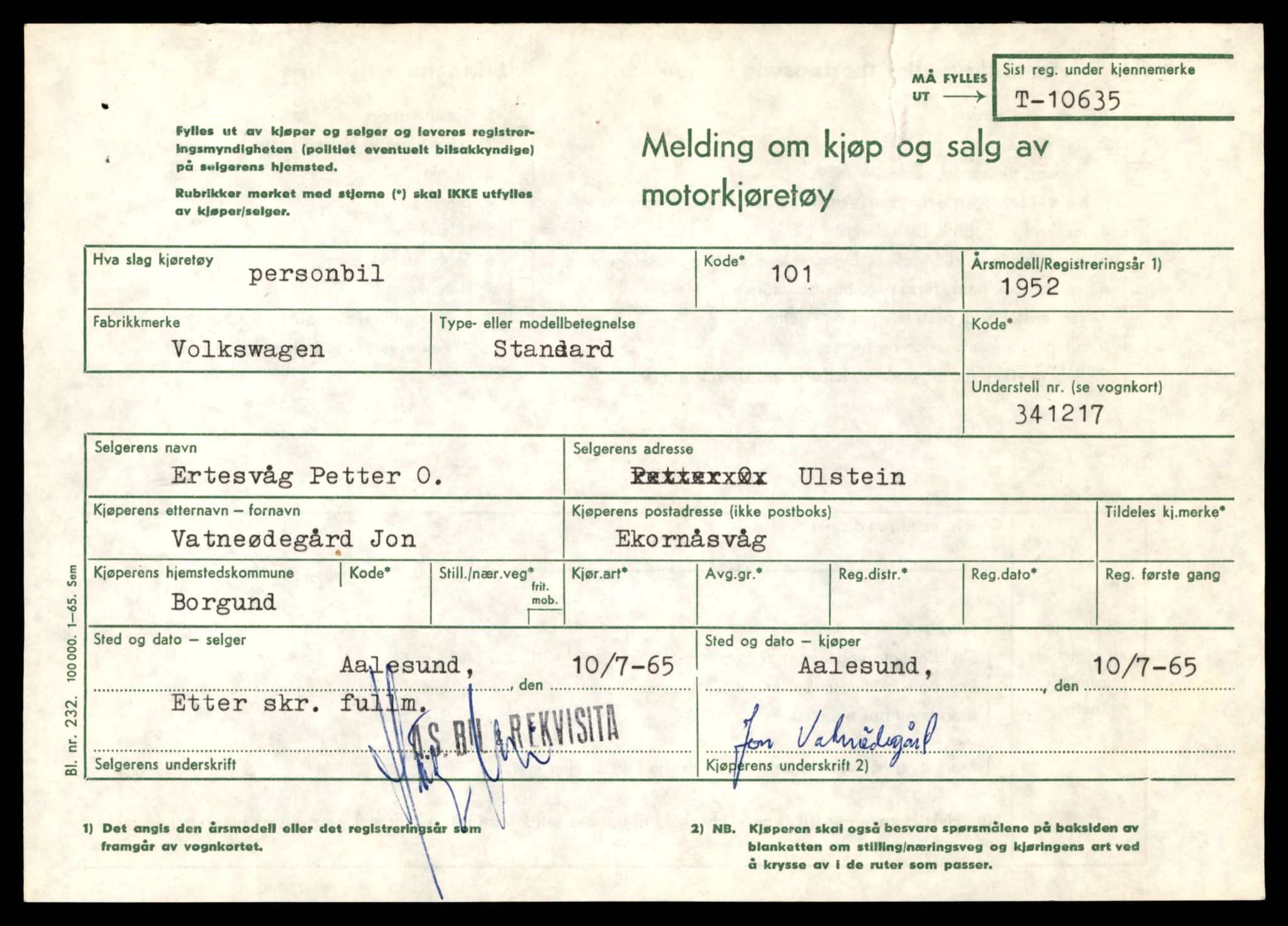 Møre og Romsdal vegkontor - Ålesund trafikkstasjon, AV/SAT-A-4099/F/Fe/L0022: Registreringskort for kjøretøy T 10584 - T 10694, 1927-1998, p. 1587