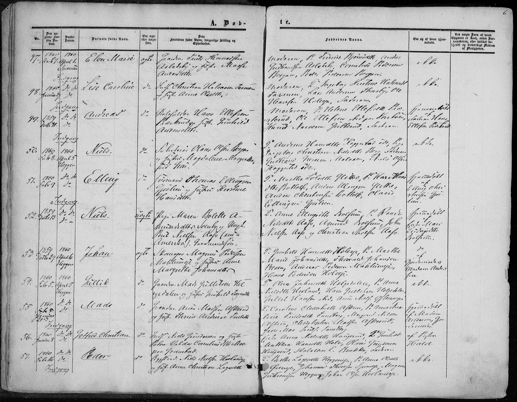 Modum kirkebøker, SAKO/A-234/F/Fa/L0009: Parish register (official) no. 9, 1860-1864, p. 6
