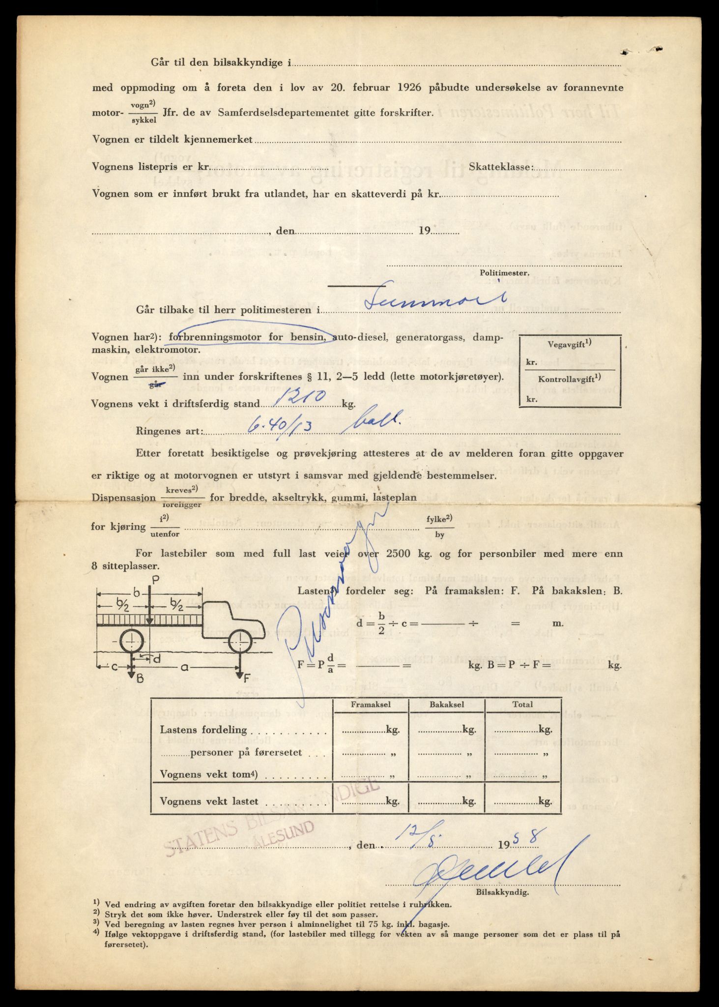 Møre og Romsdal vegkontor - Ålesund trafikkstasjon, AV/SAT-A-4099/F/Fe/L0001: Registreringskort for kjøretøy T 3 - T 127, 1927-1998, p. 650