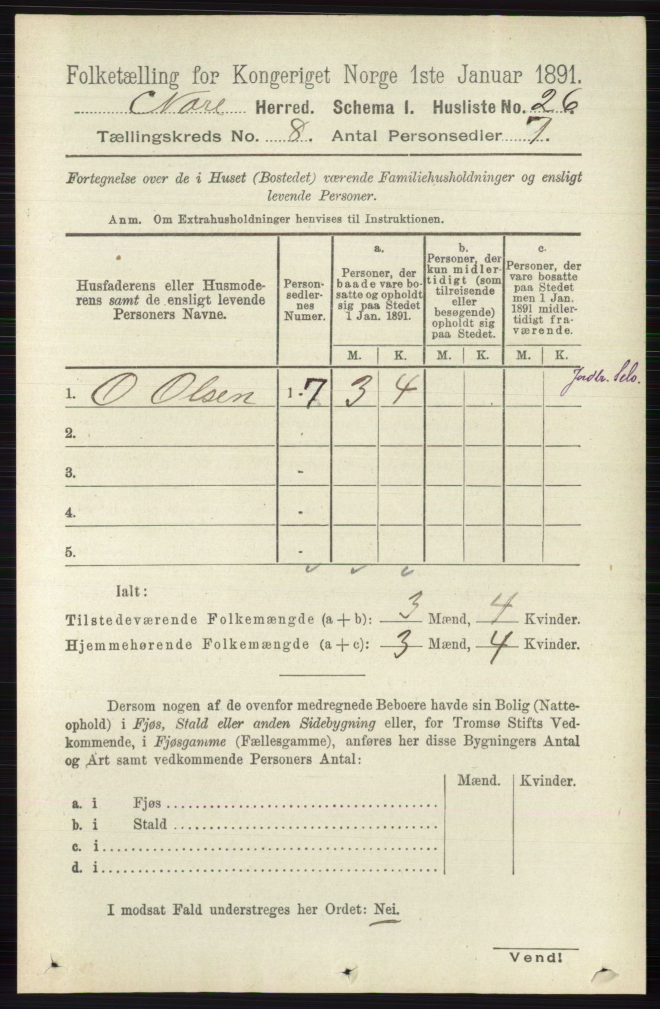 RA, 1891 census for 0633 Nore, 1891, p. 2816