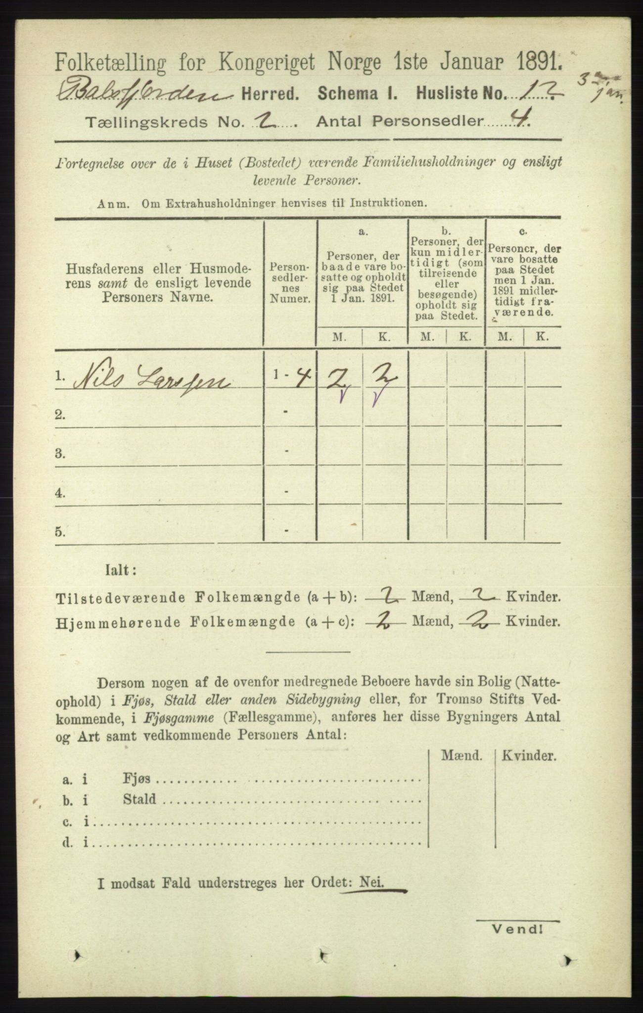 RA, 1891 census for 1933 Balsfjord, 1891, p. 487