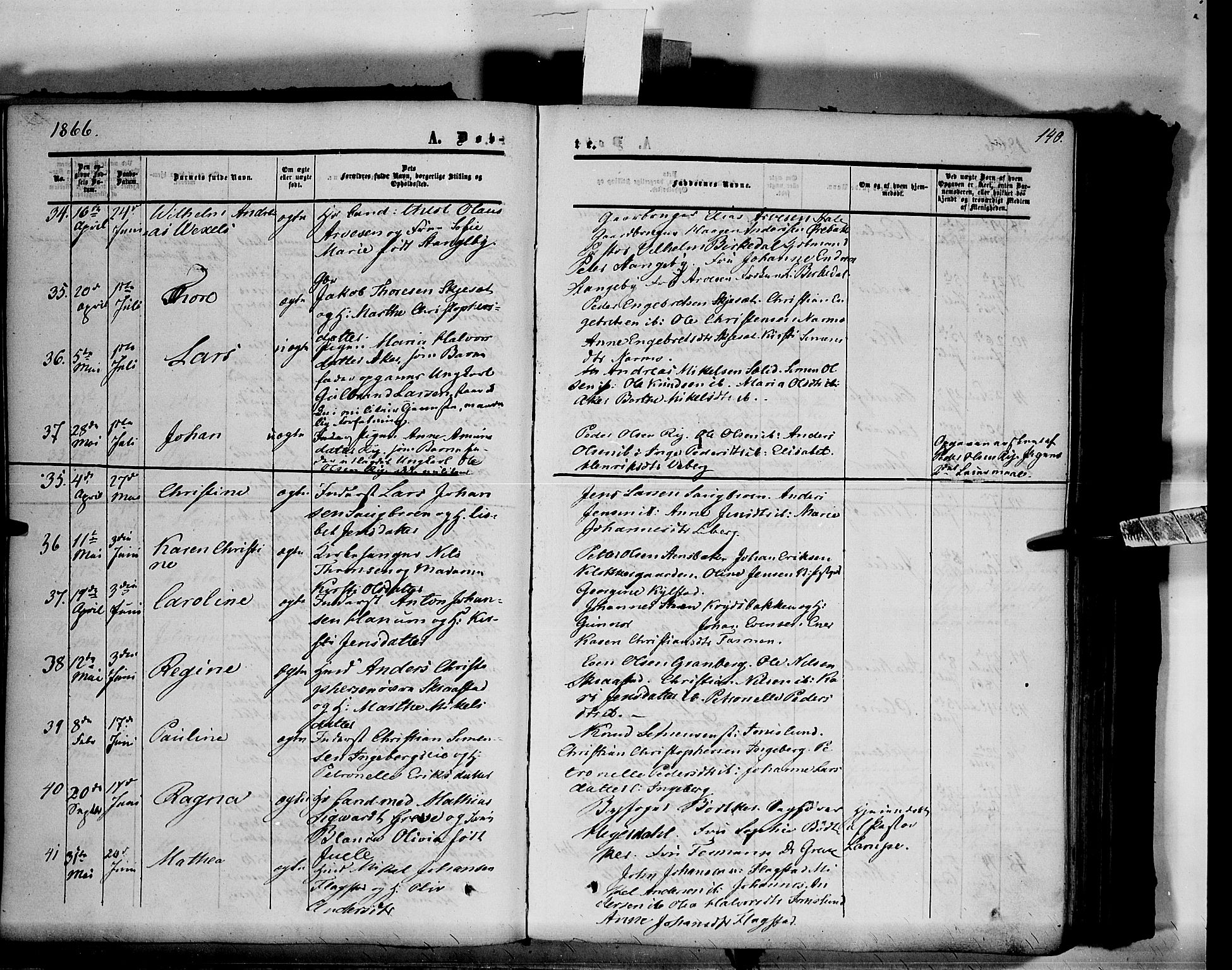 Vang prestekontor, Hedmark, SAH/PREST-008/H/Ha/Haa/L0012: Parish register (official) no. 12, 1855-1870, p. 140